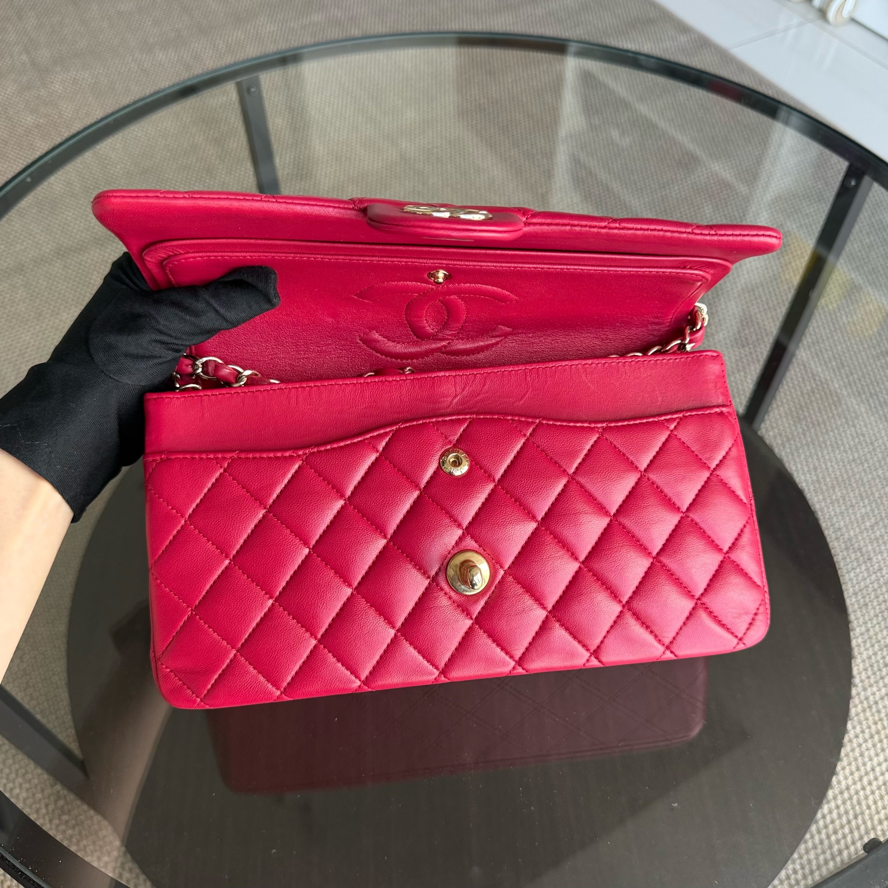 Chanel Classic Flap Medium - Quilted Lambskin 25CM Red Gold Hardware Series 23