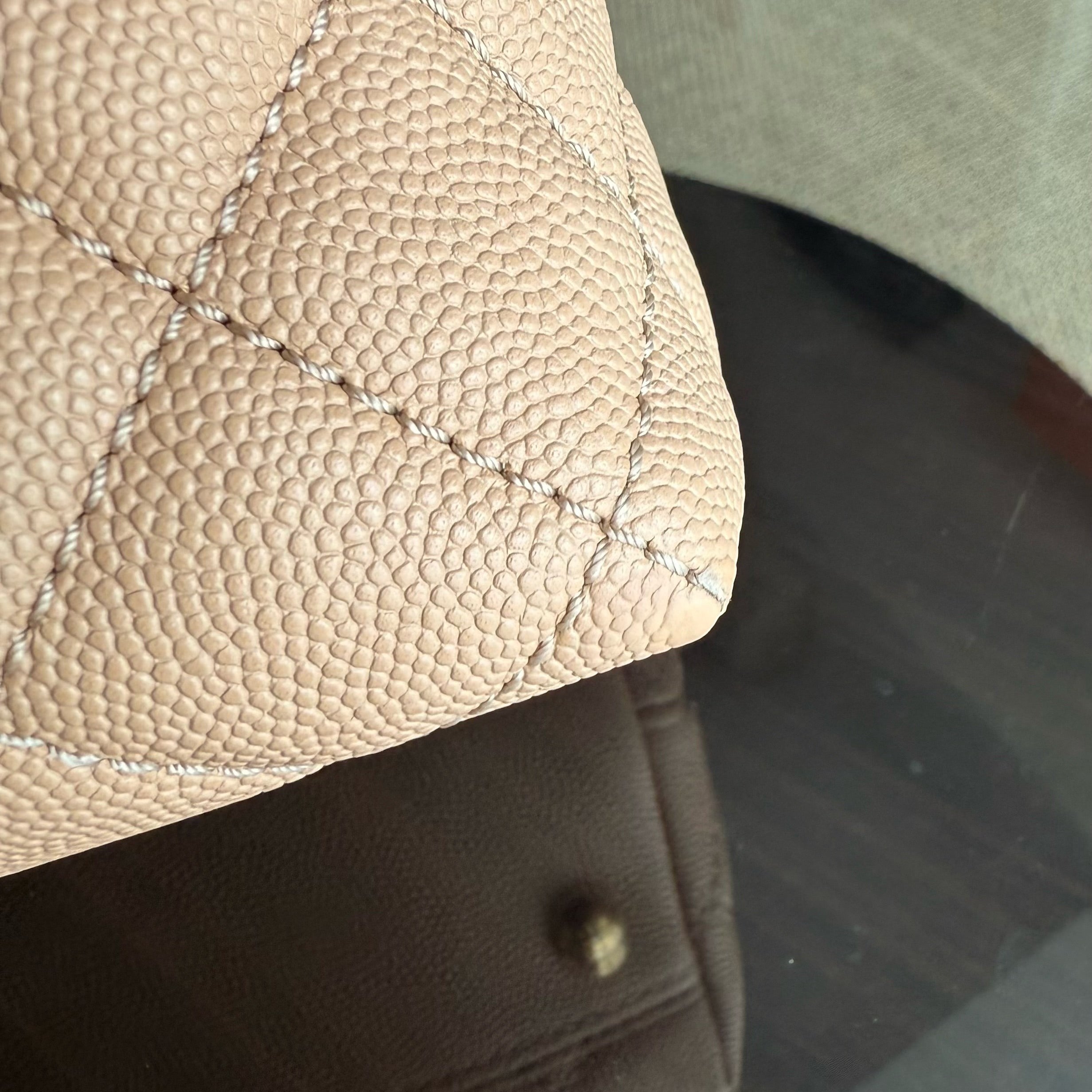 Chanel Coco Handle Medium - Caviar Quilted Beige Gold Hardware