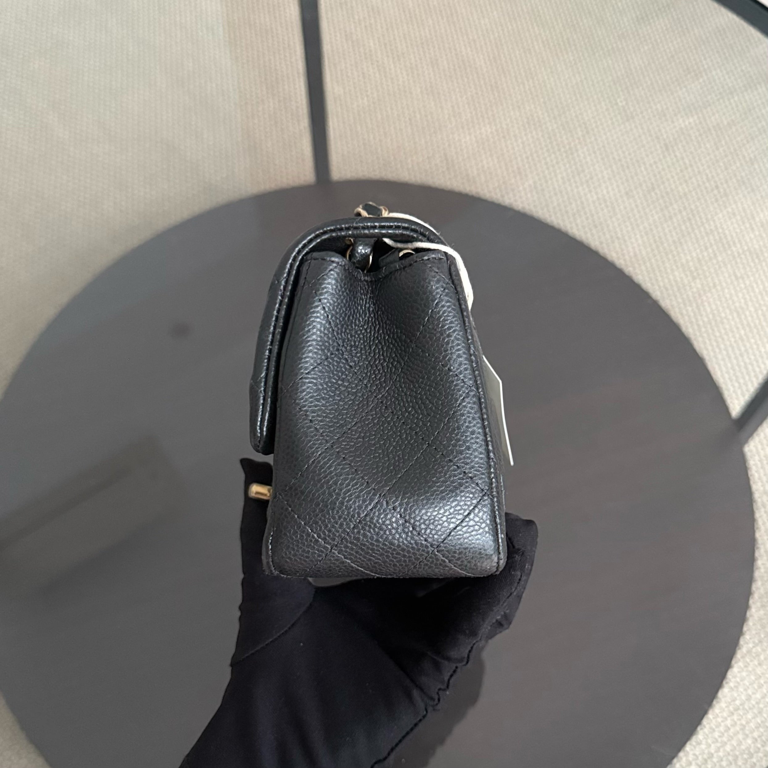 Chanel Classic Flap Mini Square - Caviar Quilted Black Gold Hardware Series 25