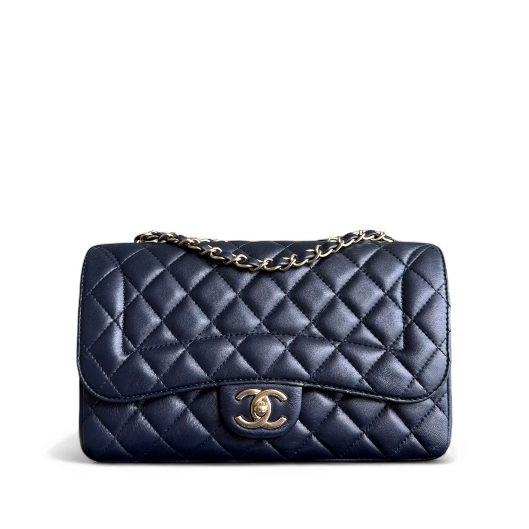 Chanel Chic Flap Seasonal Flap Medium - 25CM Quilted Lambskin Dark Blue Series 21