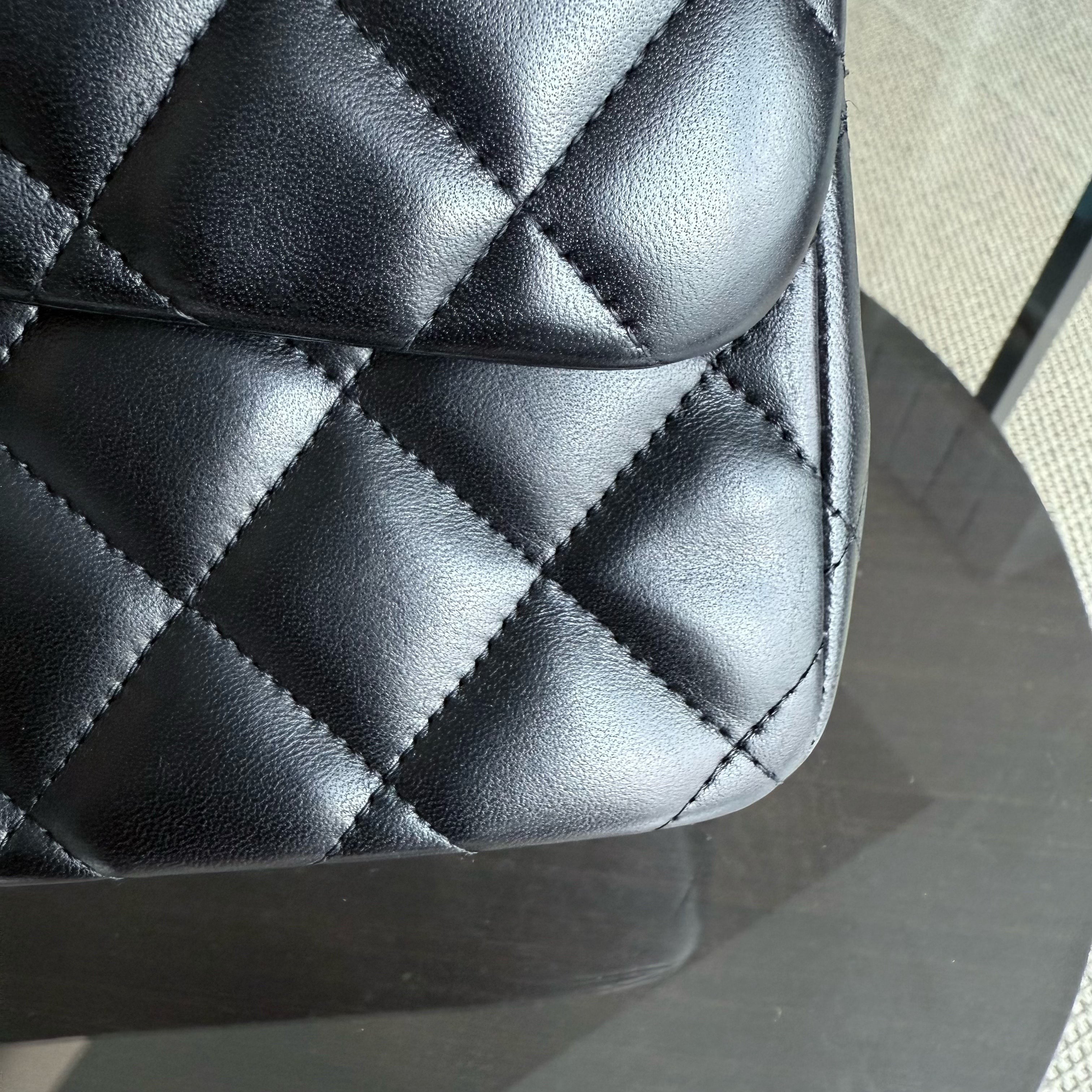 Chanel Classic Flap Jumbo - Double Flap 30CM Quilted Lambskin Black Silver Hardware