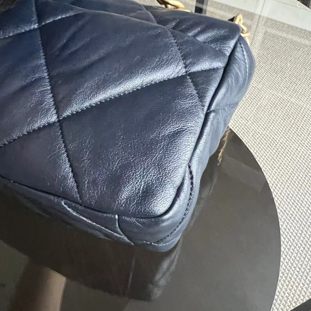 Small 19 Bag C19 Goatskin Dark Blue Two-Tone Hardware Series 29