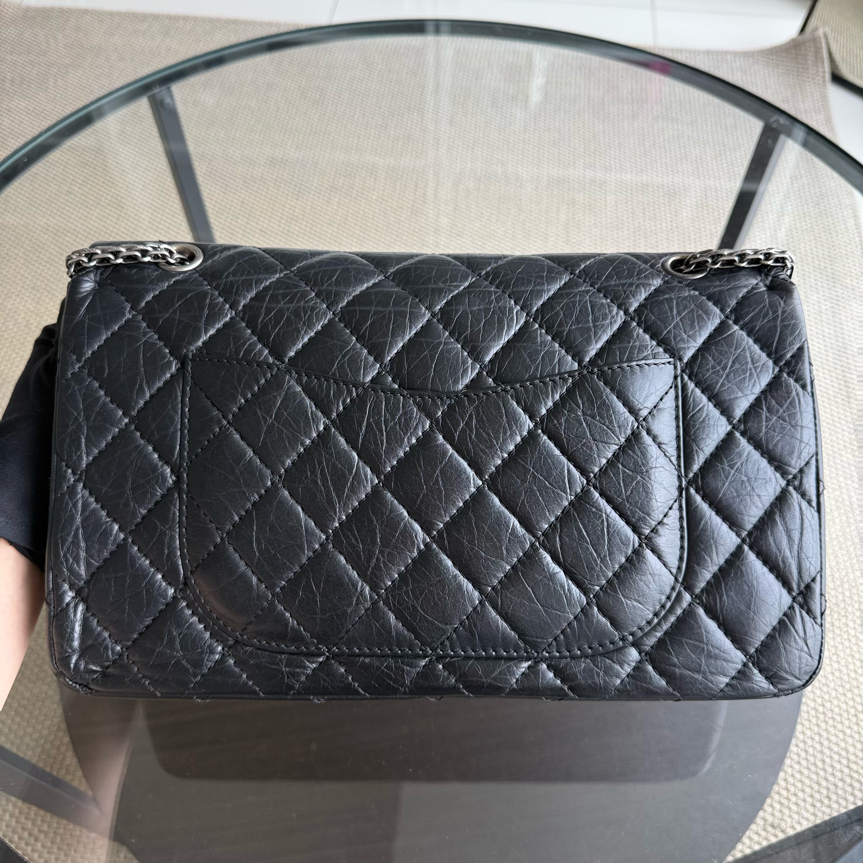 Chanel 2.55 Reissue 227 - Aged Calfskin Quilted Black Ruthenium Silver Hardware Series 13