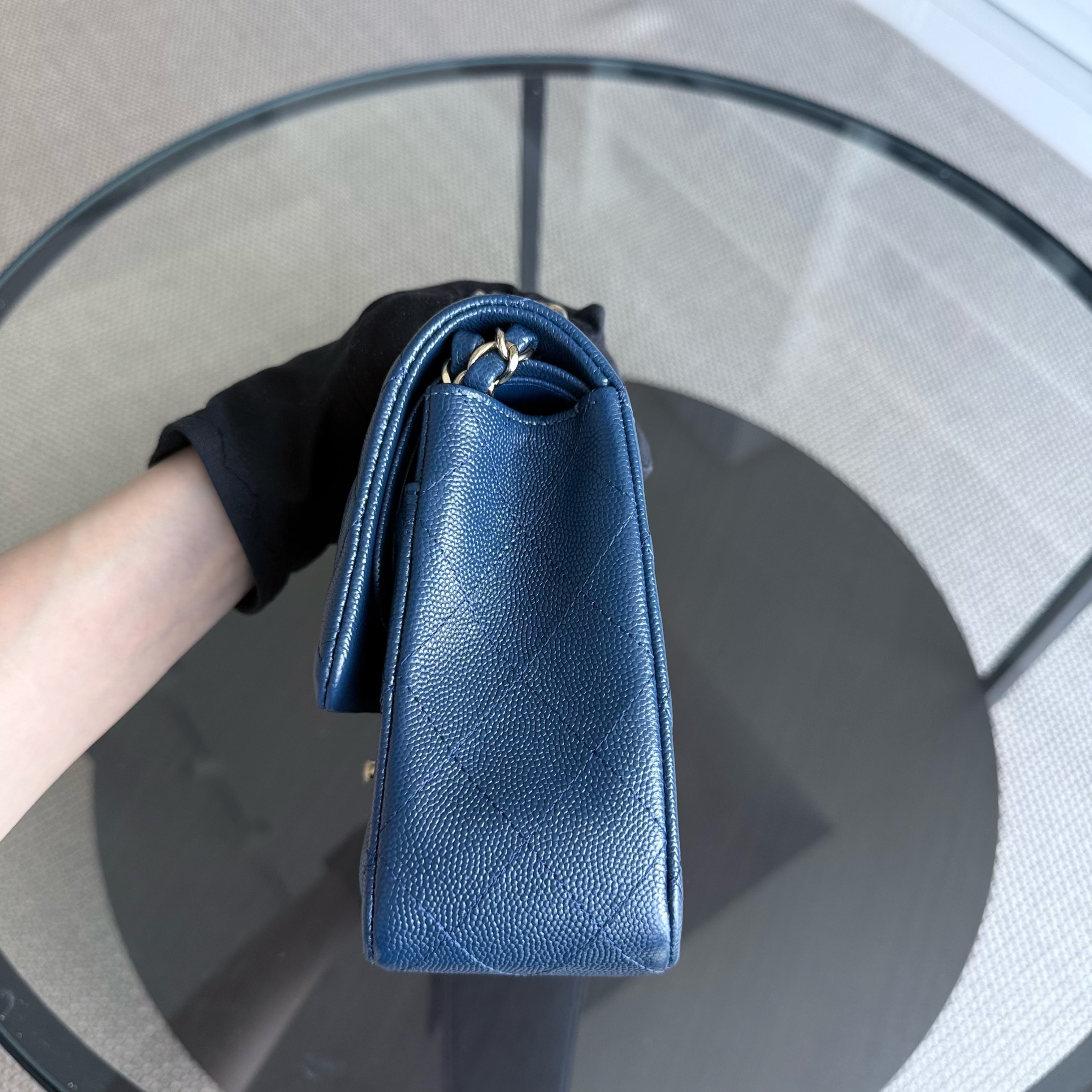 Chanel Classic Flap Medium - Caviar 25CM Quilted Dark Blue Gold Hardware Series 26