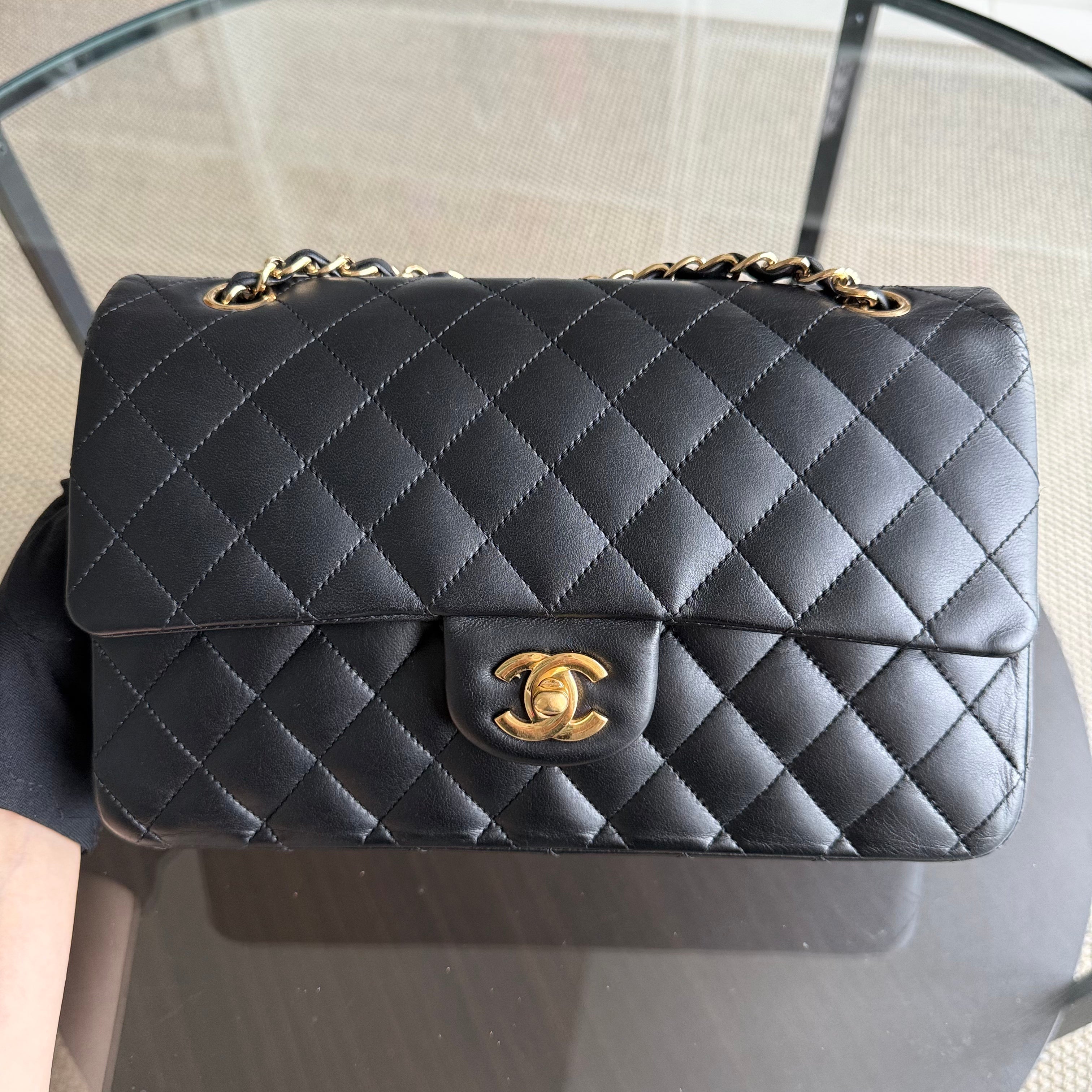 Chanel Classic Flap Medium - 25CM Quilted Lambskin Black Gold Hardware Series 14