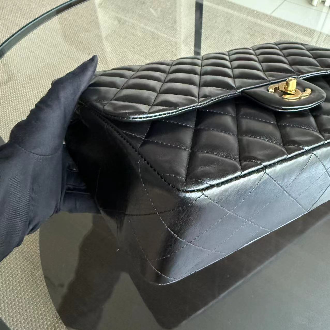 Chanel Classic Flap Jumbo - Single Flap Quilted Lambskin Black Golden Harware Series 11