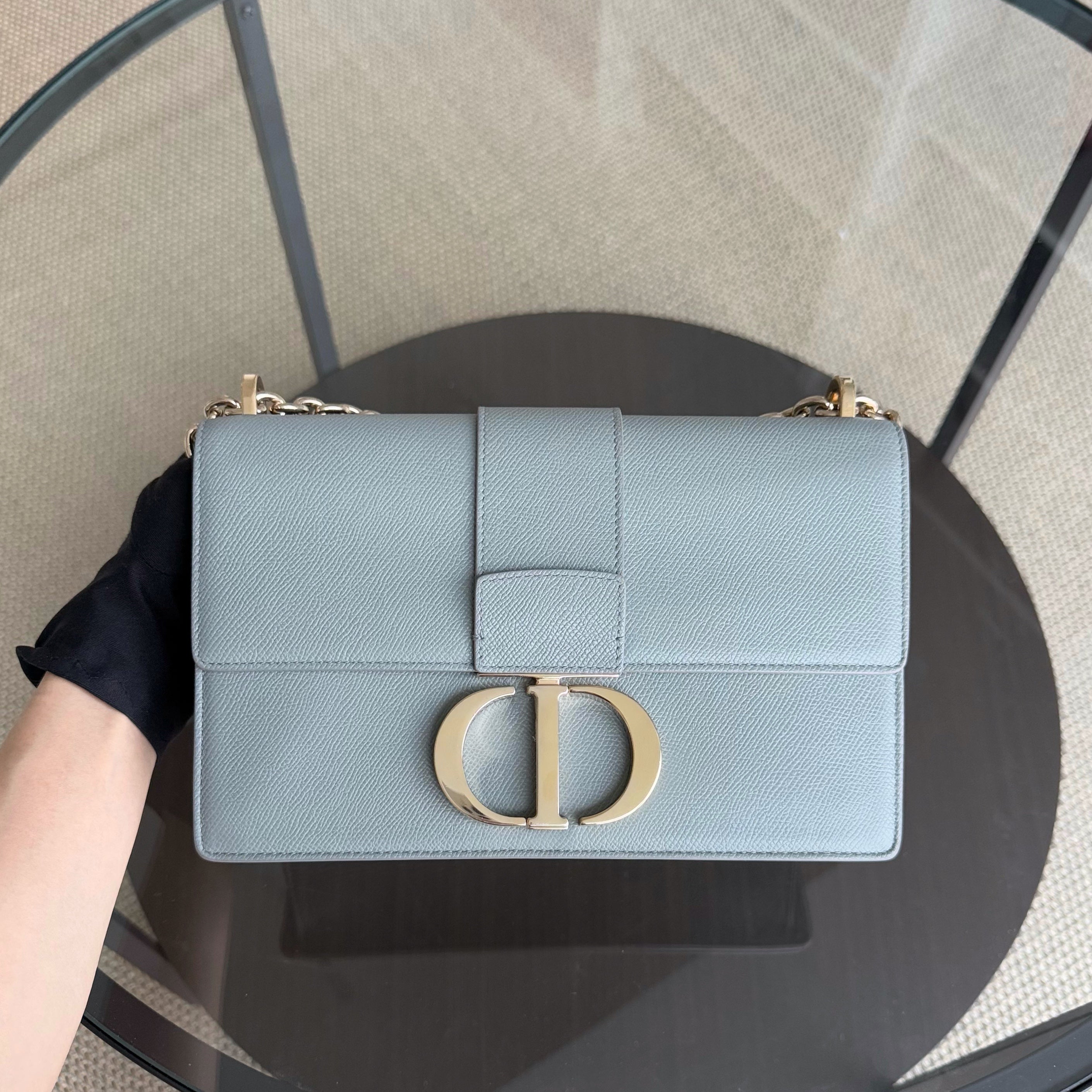 Dior 30 Montaigne - Grained Calfskin Grey Gray Gold Hardware