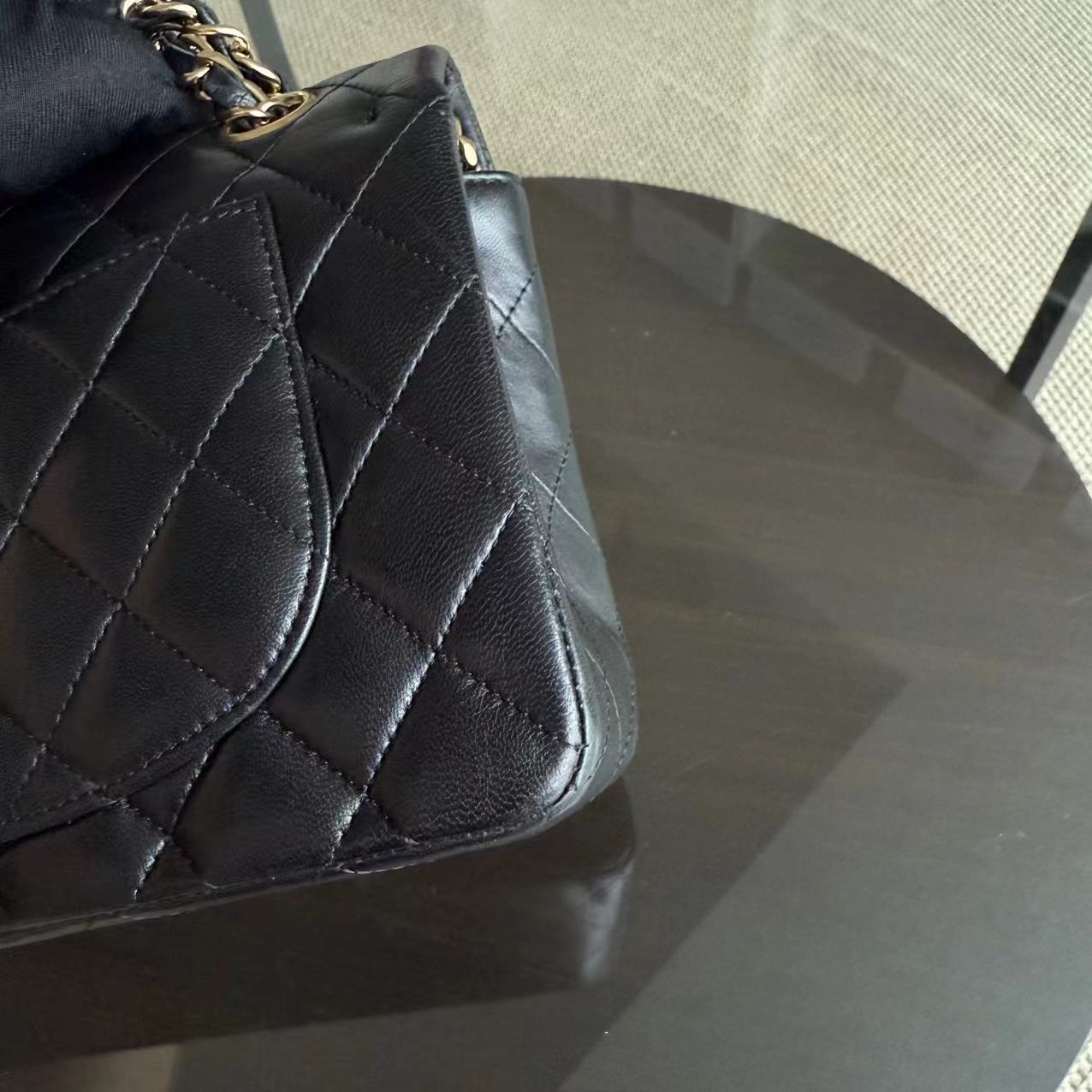 Chanel Classic Flap Small - 23CM Quilted Lambskin Black Gold Hardware Series 12