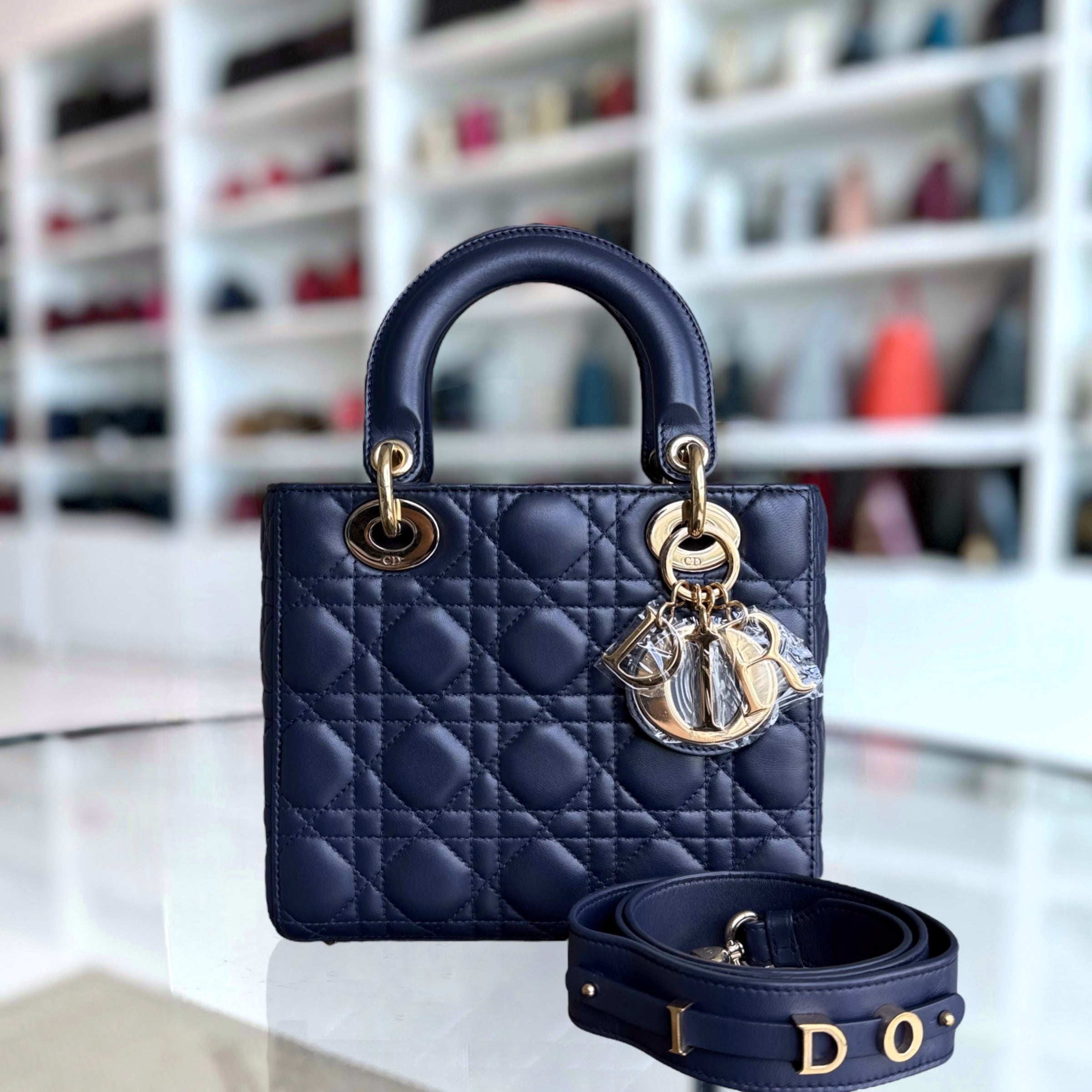 Dior Lady Small MyABC - Cannage Lambskin ABC Dark Navy Blue Gold Hardware