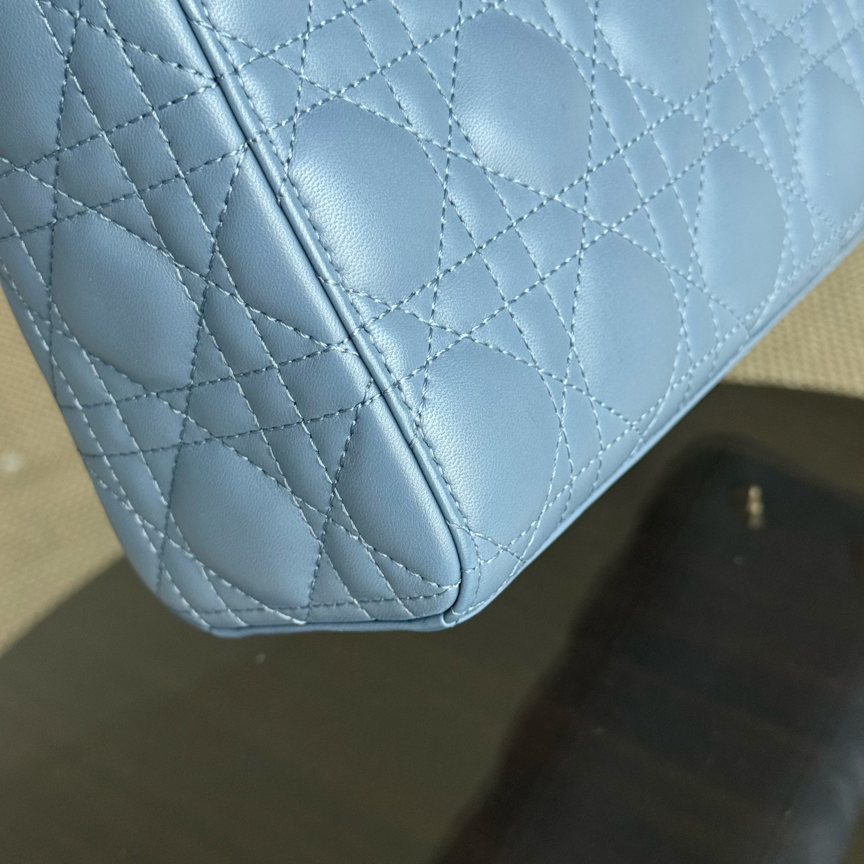 Dior Lady Small ABC Flap - Cannage Lambskin Blue Gold Hardware MyABC