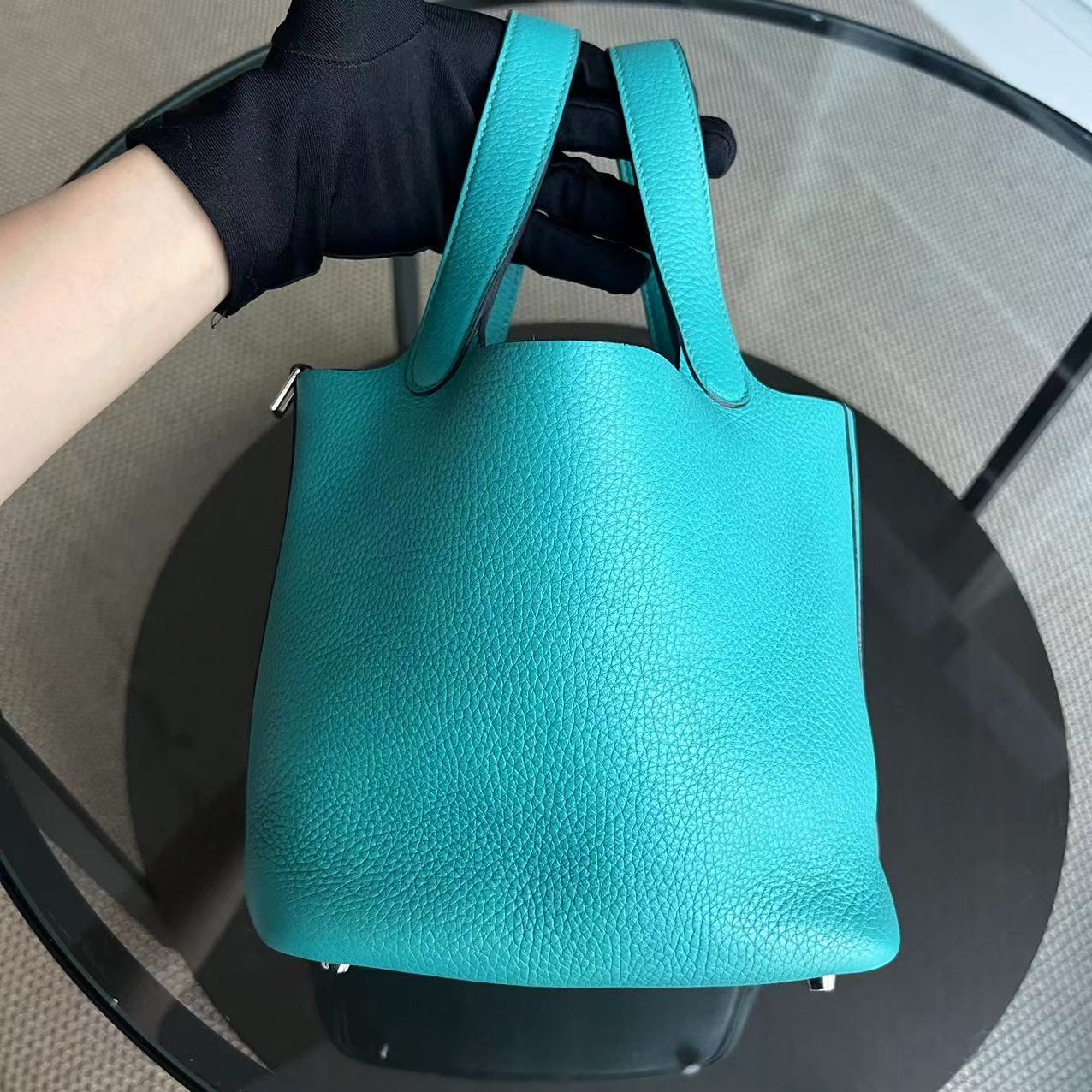 Hermes Picotin 18 - X Stamp Vert Jade Taurillion Clemence TC Cyan Lock Silver Hardware