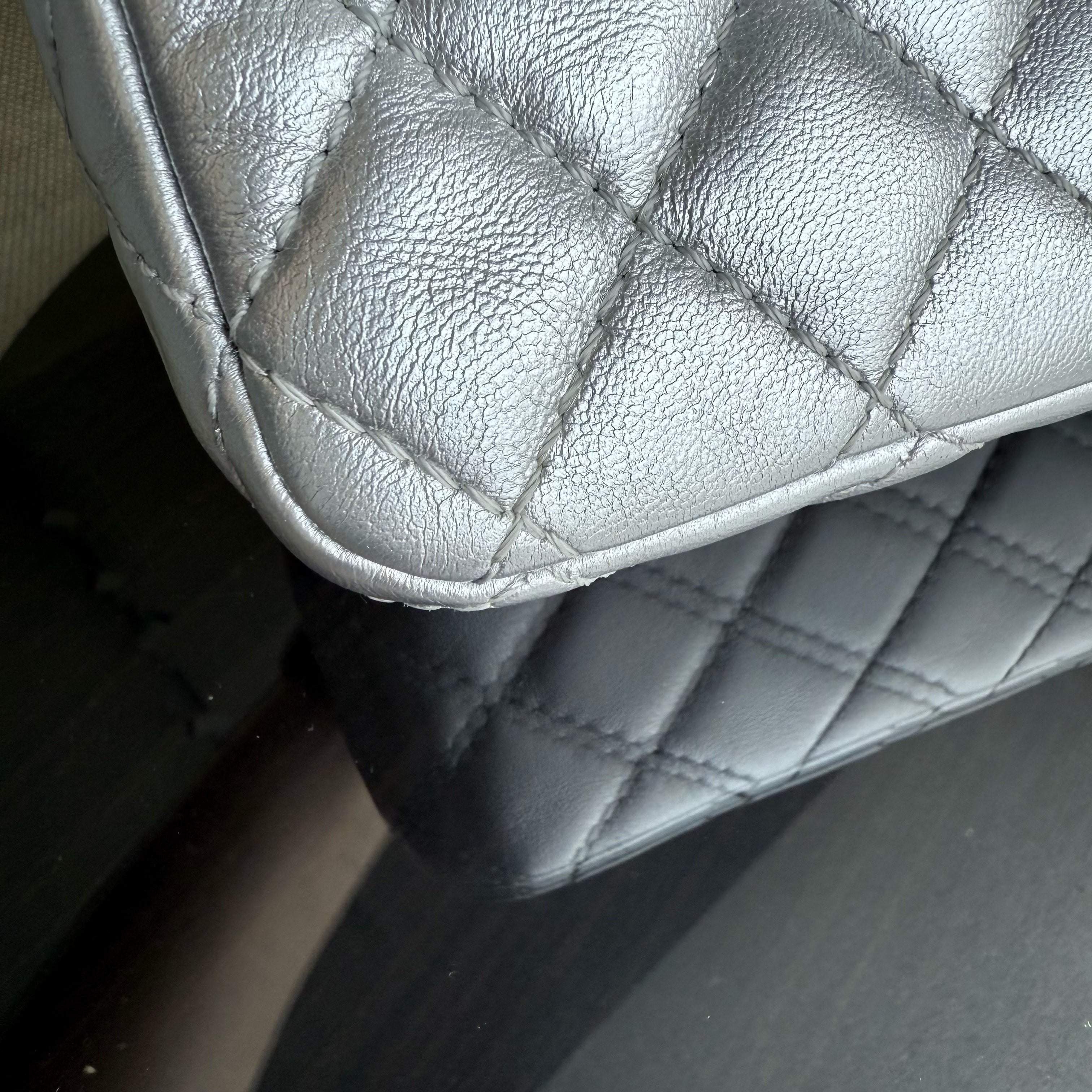 Chanel Classic Flap Medium - 25CM Quilted Lambskin Metallic Silver Gold Hardware Series 12 (Copy)