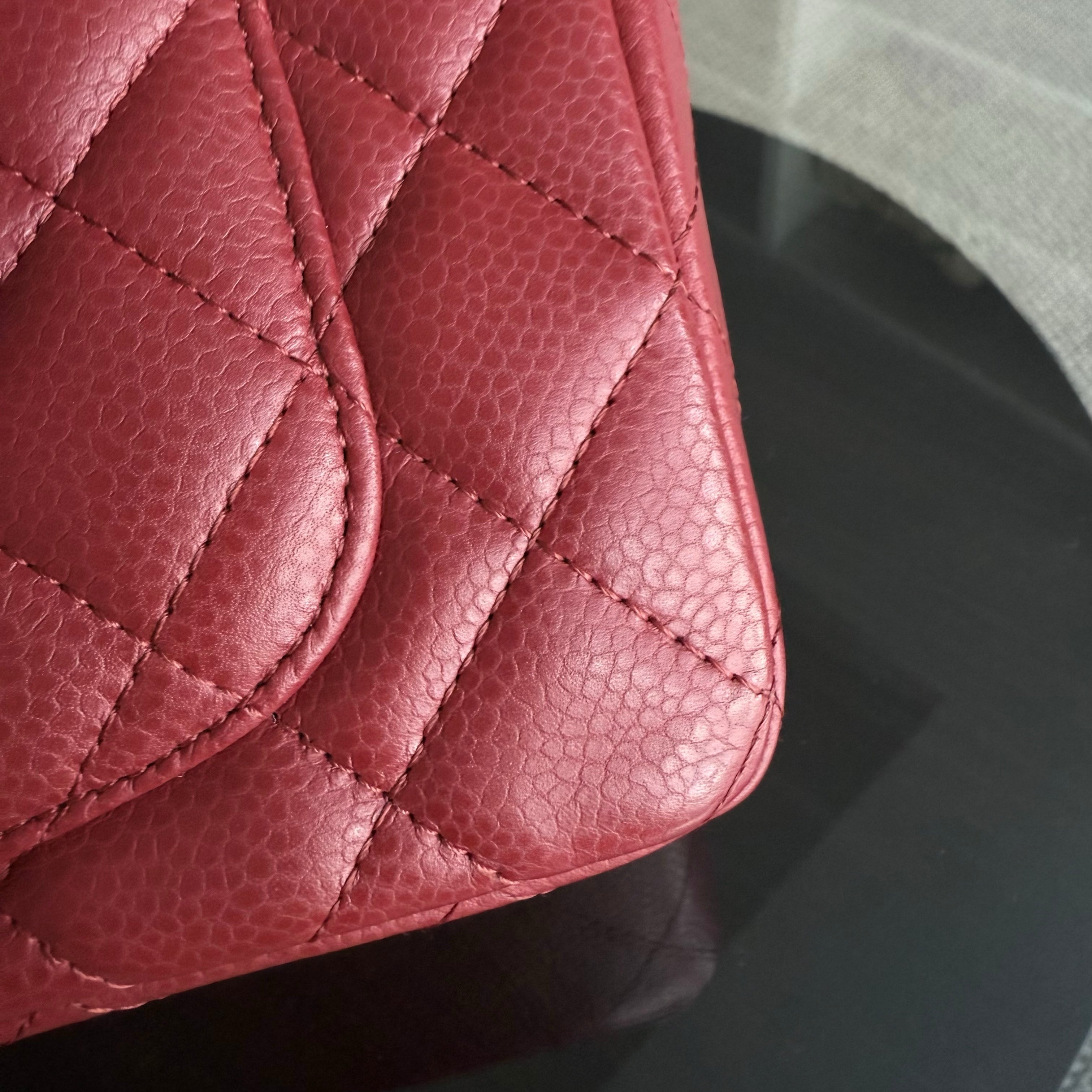 Chanel Classic Flap Mini - Caviar 20CM Quilted Dark Red Burgundy Silver Hardware Series 17