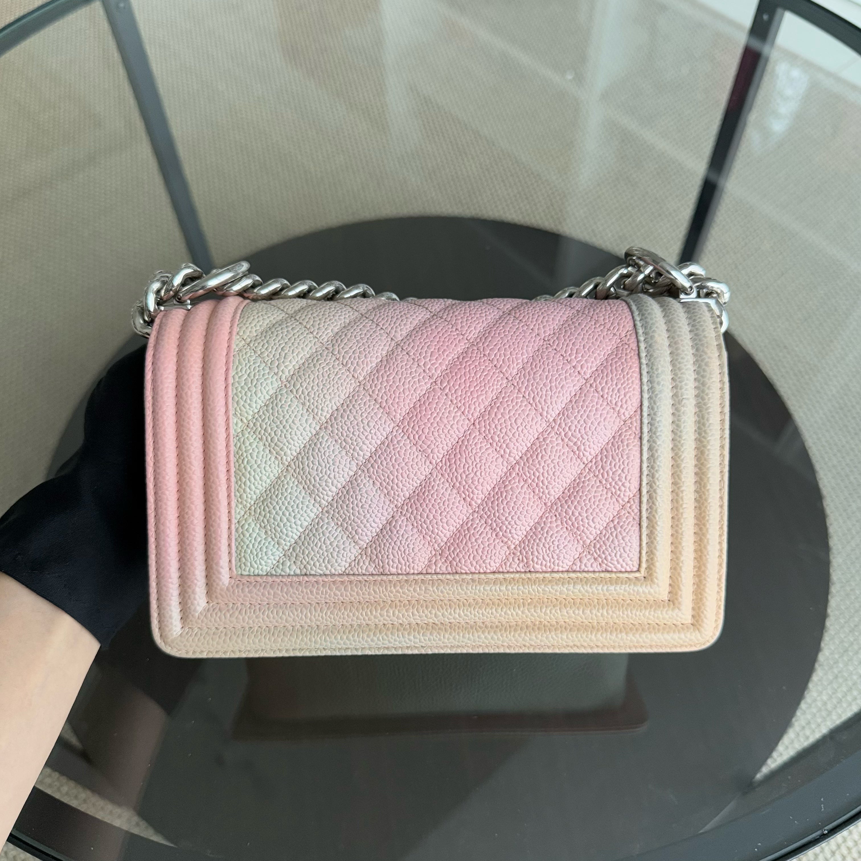 Chanel Boy Small - Rainbow Caviar Quilted Silver Hardware Series 25