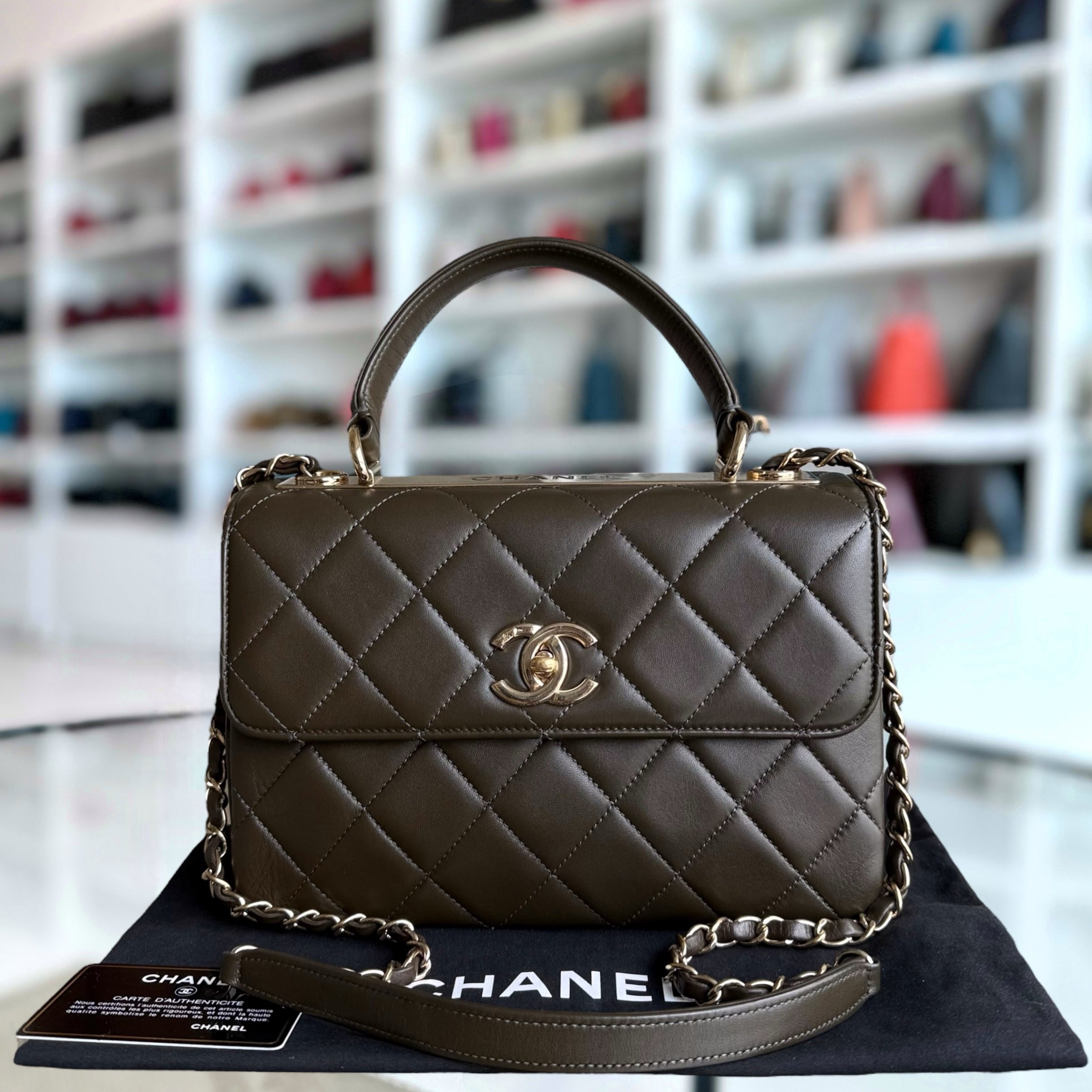 Chanel Trendy CC Small - Quilted Lambskin Dark Brown Gold Hardware Series 24