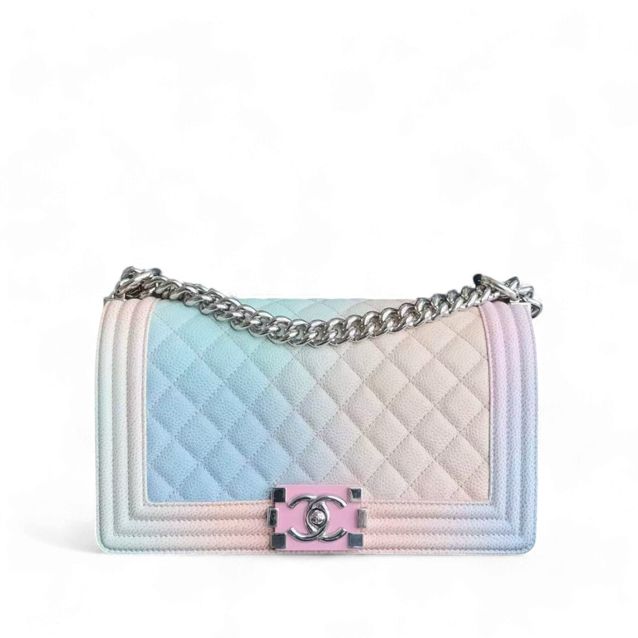 *Rare, Unused* Chanel Boy Medium - 25CM Raibow Caviar Quilted Mixed Hardware Series 25