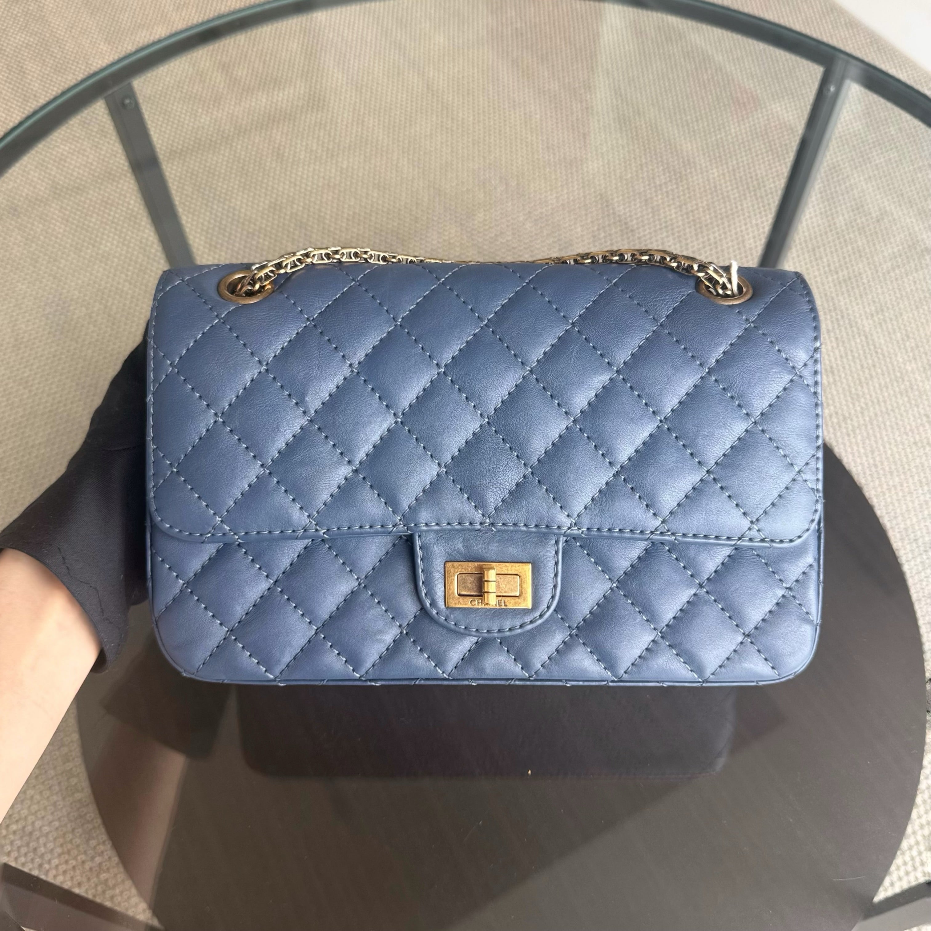 Chanel 2.55 Reissue 225 - 24CM Caviar Quilted Blue Gold Hardware Series 23