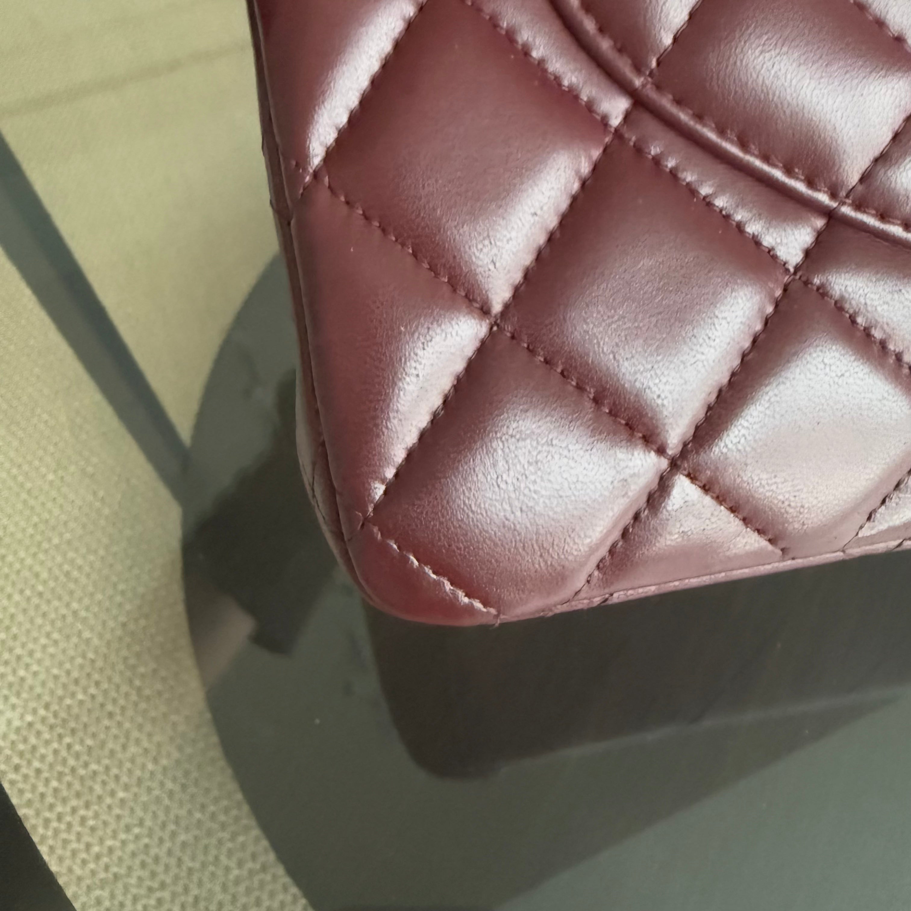 Chanel Classic Flap Maxi - 33CM Double Flap Quilted Lambskin Burgundy Gold Hardware Series 16