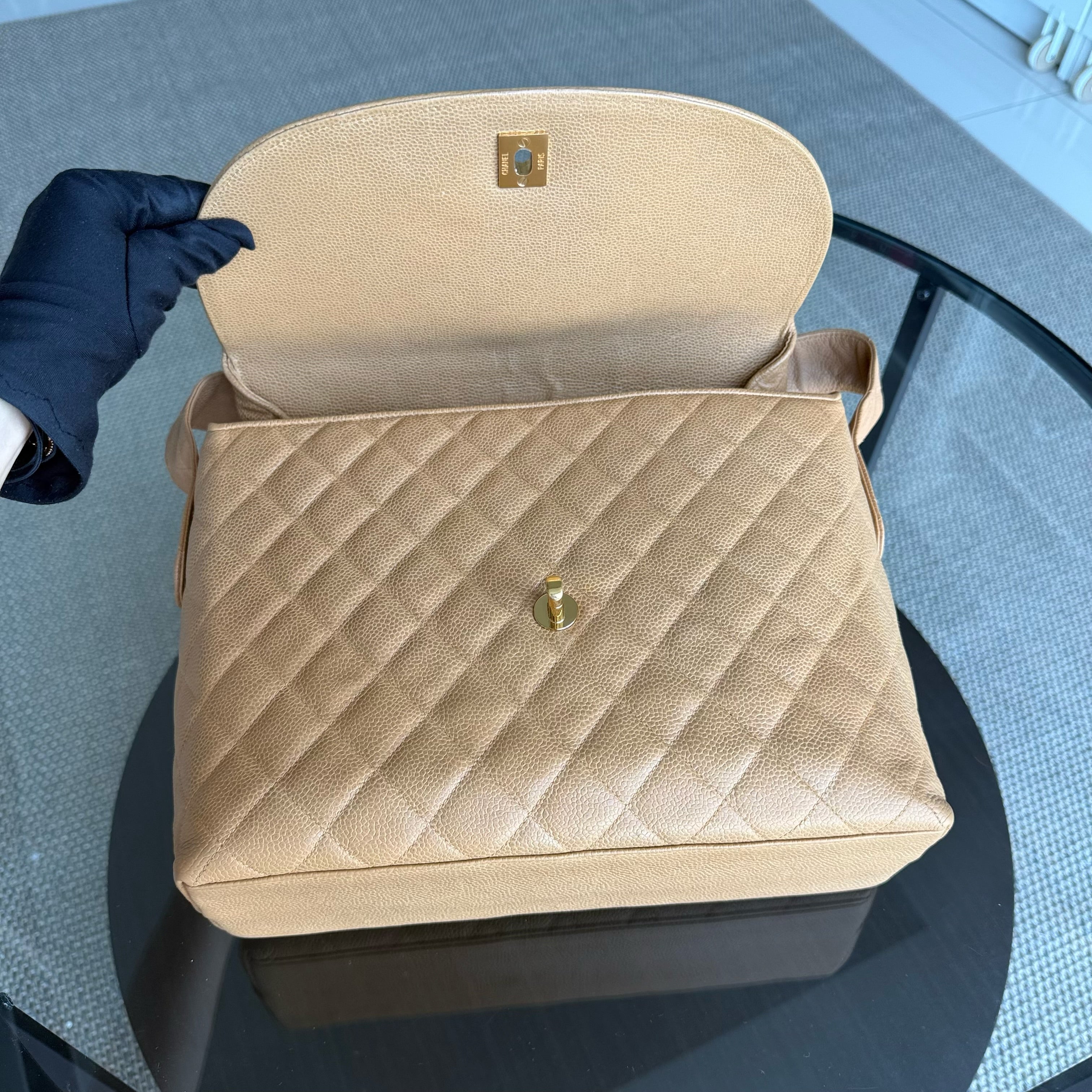 Chanel Tote - Caviar Quilted Beige Gold Hardware Series 2