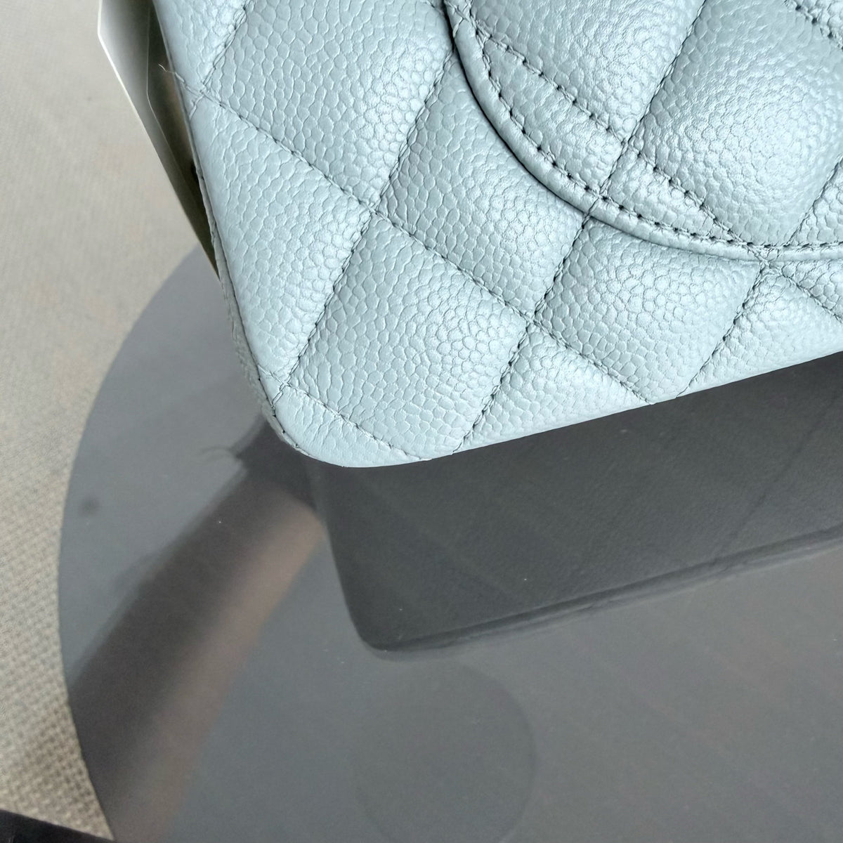 Chanel Classic Flap Small - Caviar 23CM Quilted Light Blue Green Silver Hardware Series 30