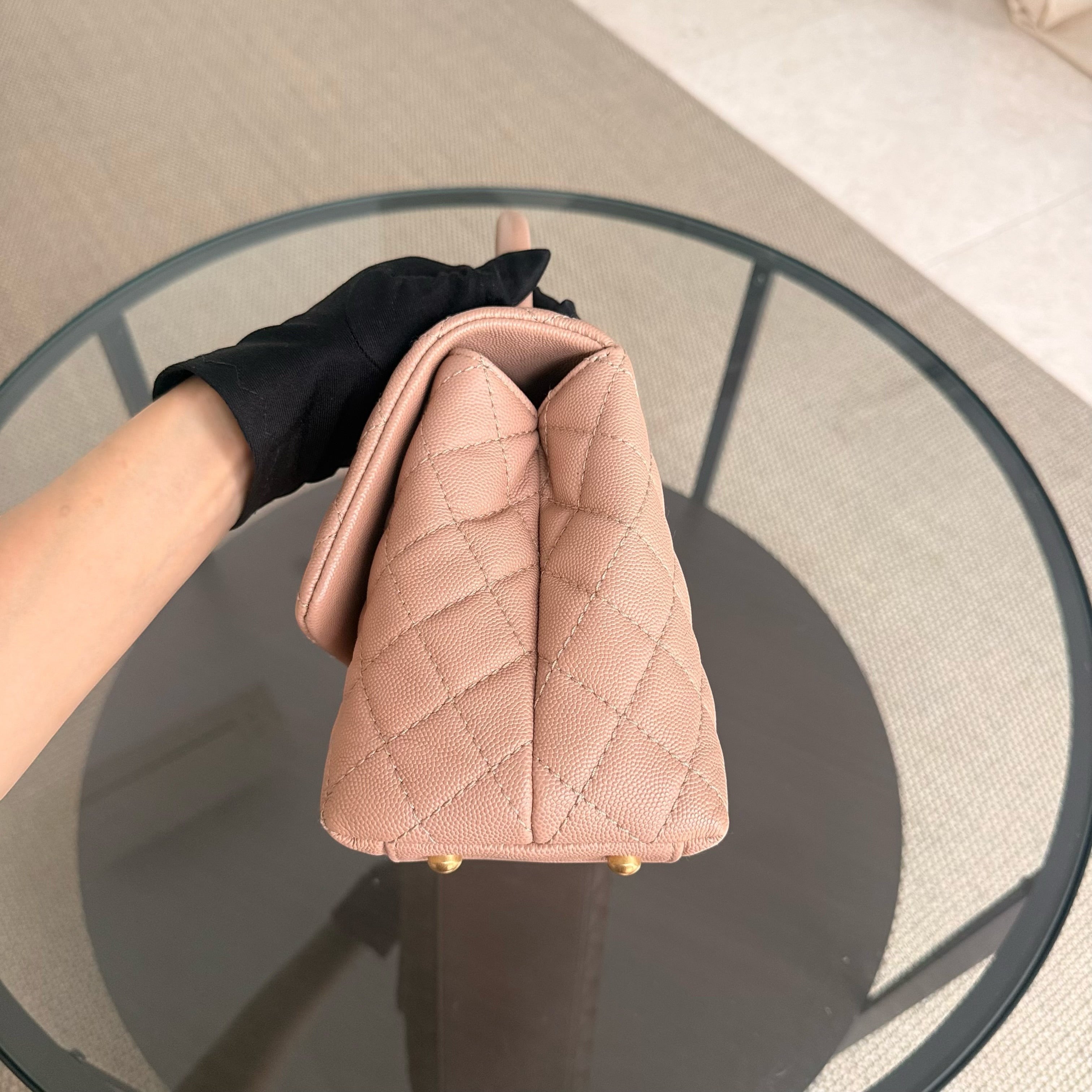 Chanel Coco Handle Medium - Caviar Quilted Beige Gold Hardware Series 26