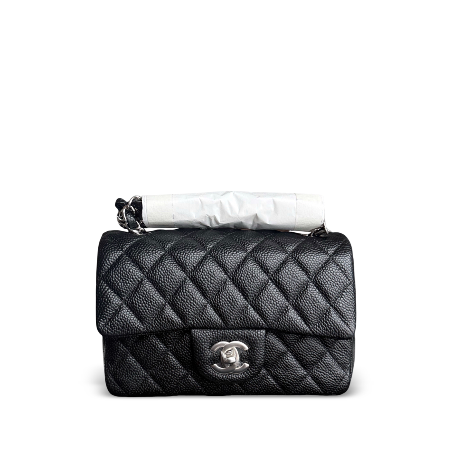 Chanel Caviar Mini Rectangle Classic Flap - 20CM Quilted Black Silver Hardware Series 20