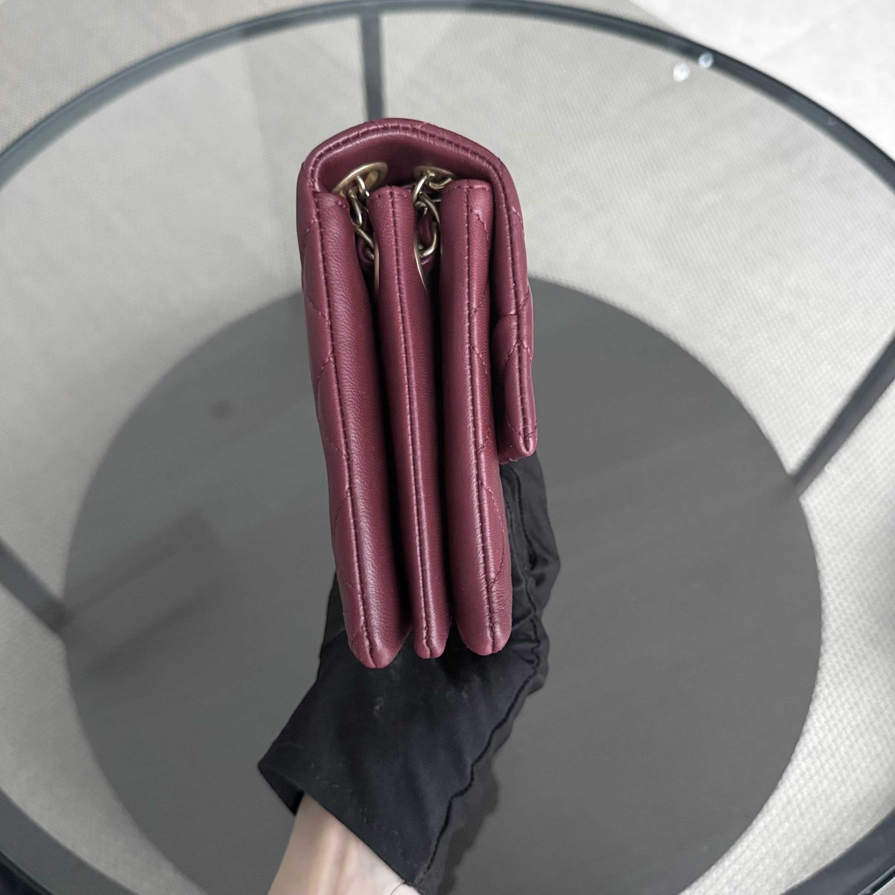 Chanel Flap Medium - 25CM Quilted Lambskin Burgundy Gold Hardware Series 21