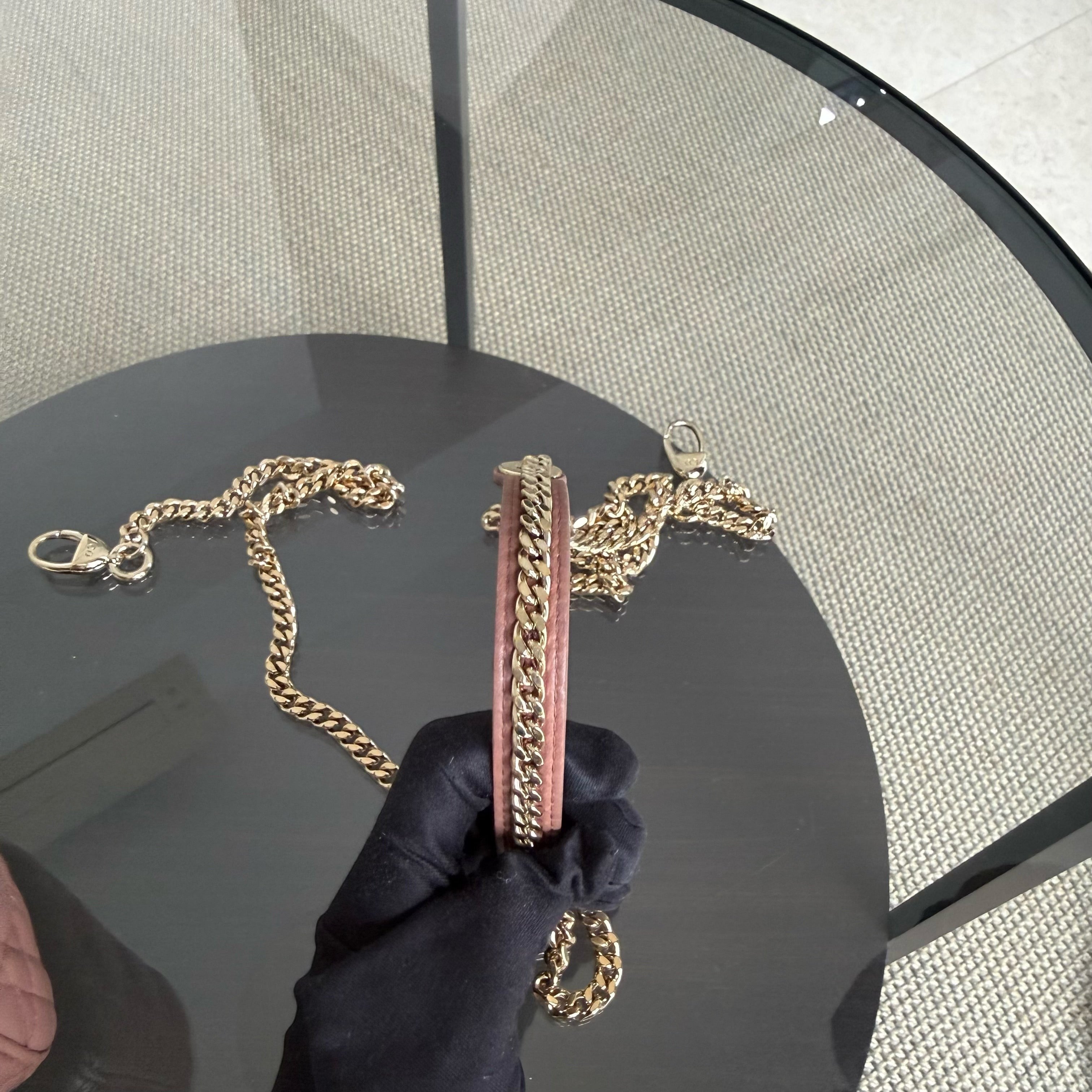Dior Lady Mini - Cannage Lambskin Blush Gold Hardware Chain Strap