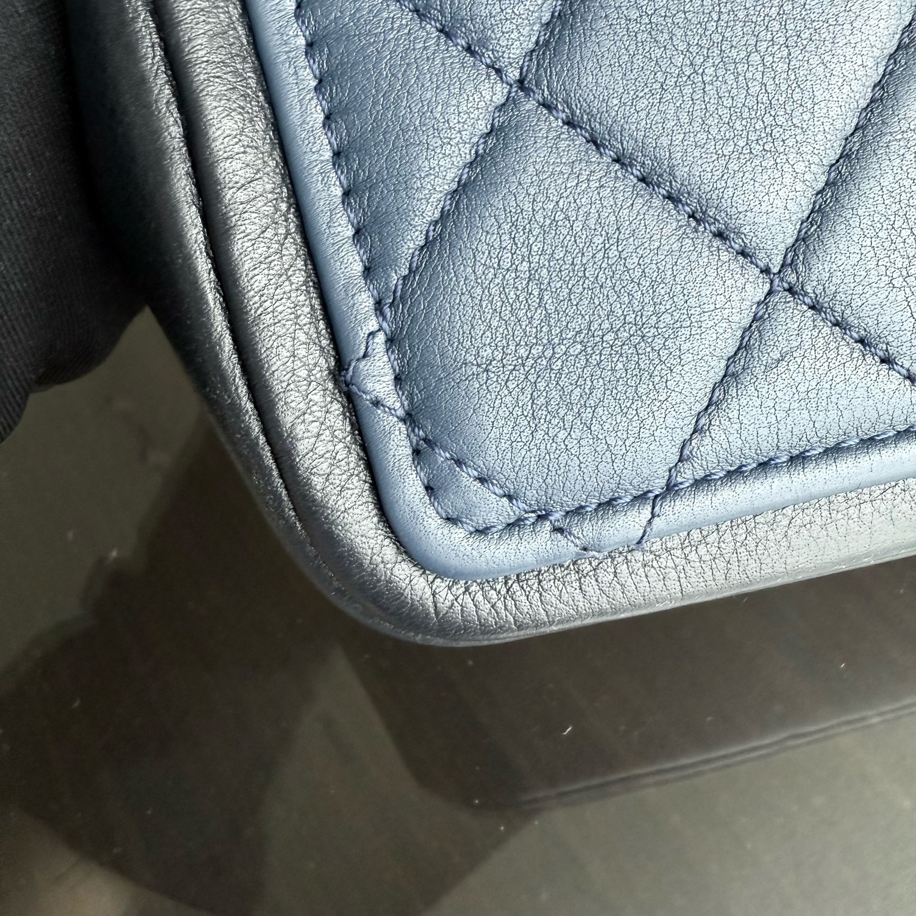 Chanel Seasonal Flap - 23CM Quilted Lambskin Bi-Color White Black Gold Hardware Series 19