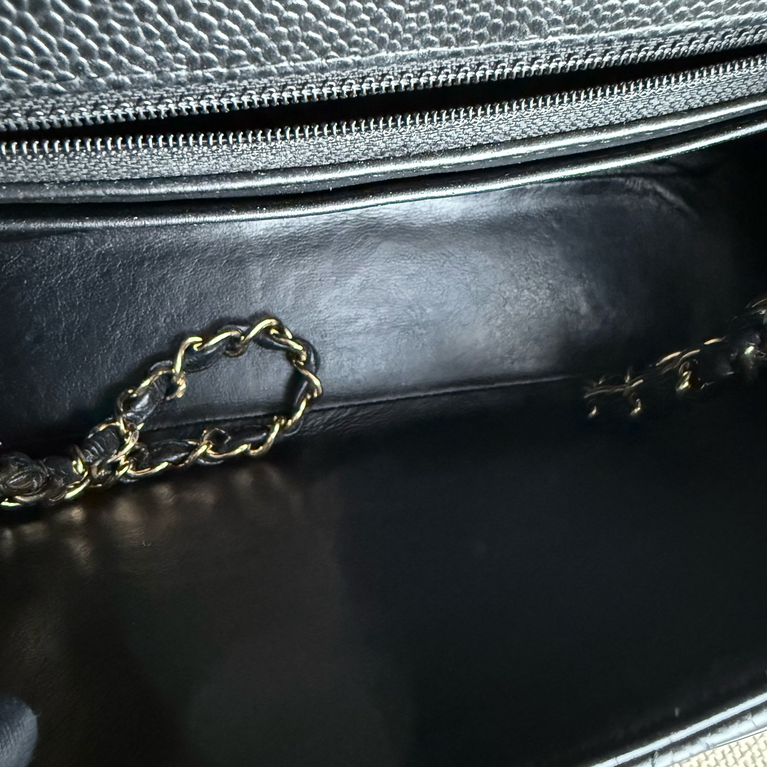 Chanel Classic Flap Jumbo - Caviar 30CM Single Flap Quilted Black Gold Hardware Series 13