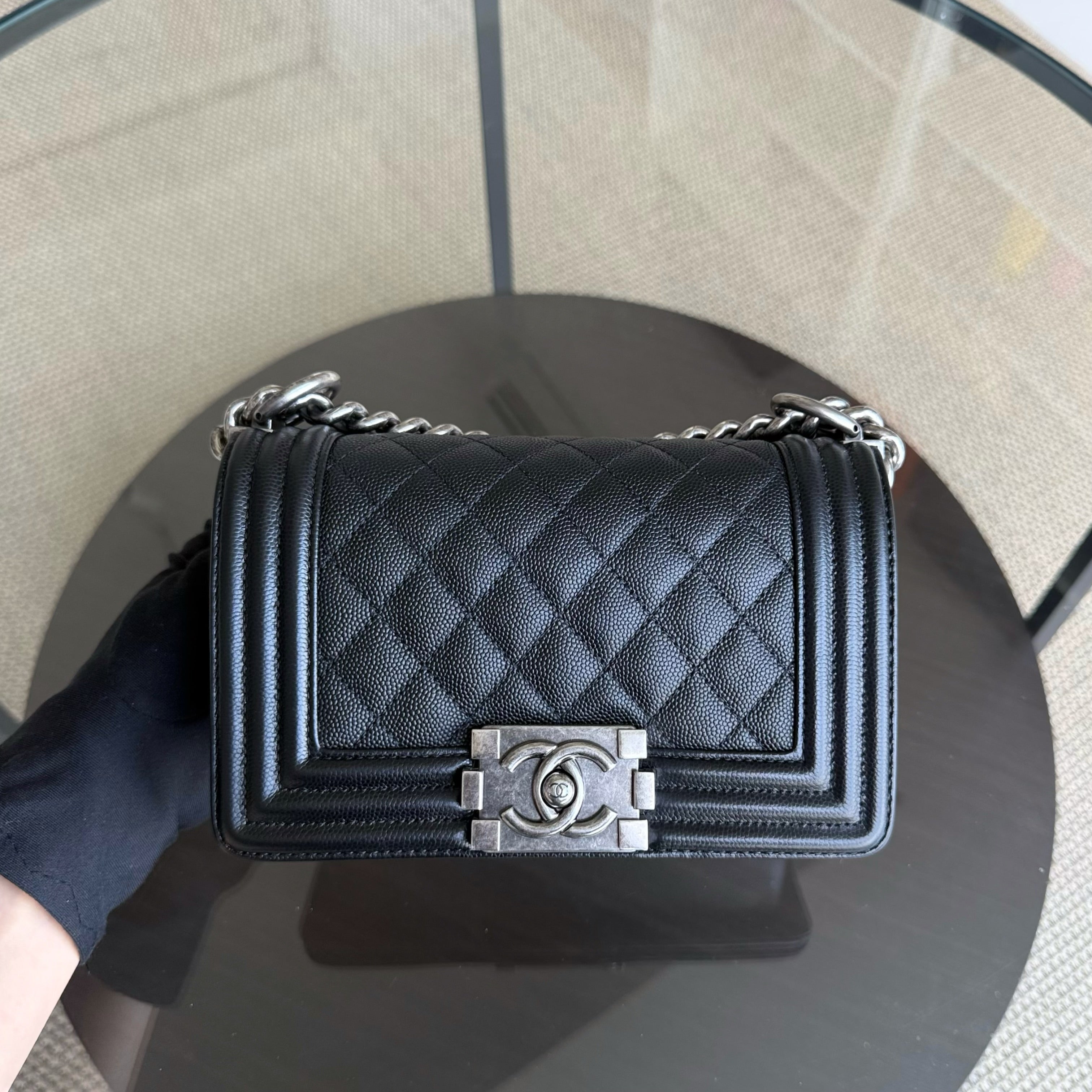 Chanel Boy Small - Caviar Quilted Grained Calfskin Black Ruthenium Silver Hardware Series 30