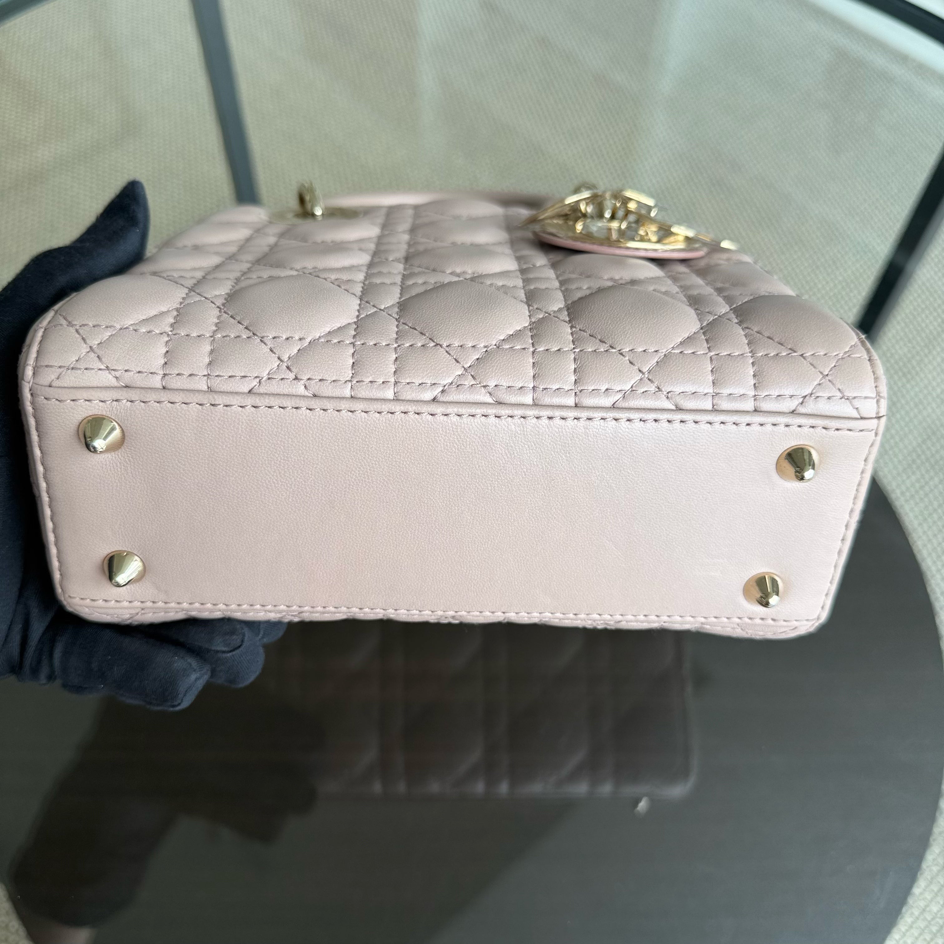 Dior Lady Small - Cannage Lambskin Light Pink Blush Gold Hardware