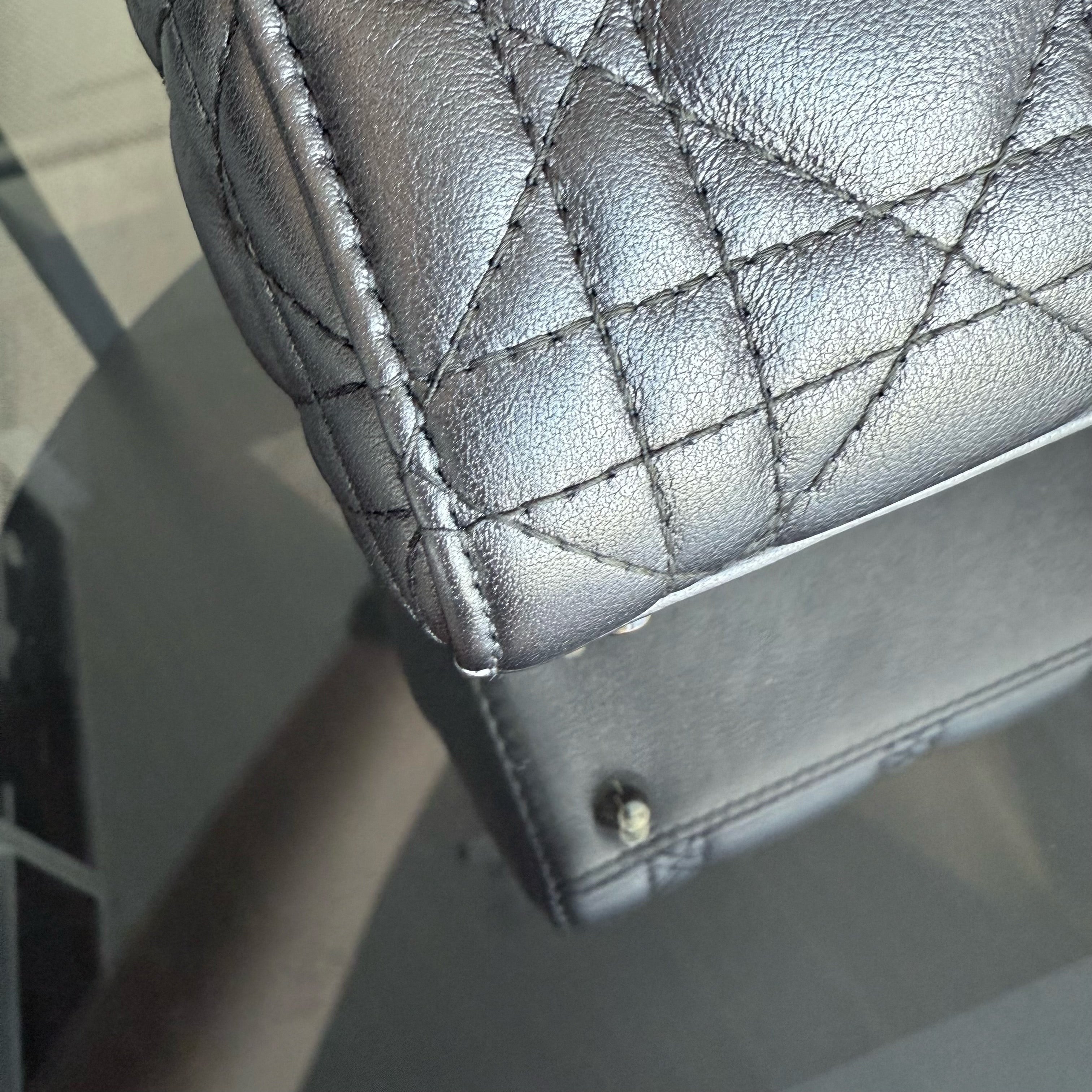 Dior Lady Mini - Cannage Calfskin Gunmetal Gold Hardware Chain Strap