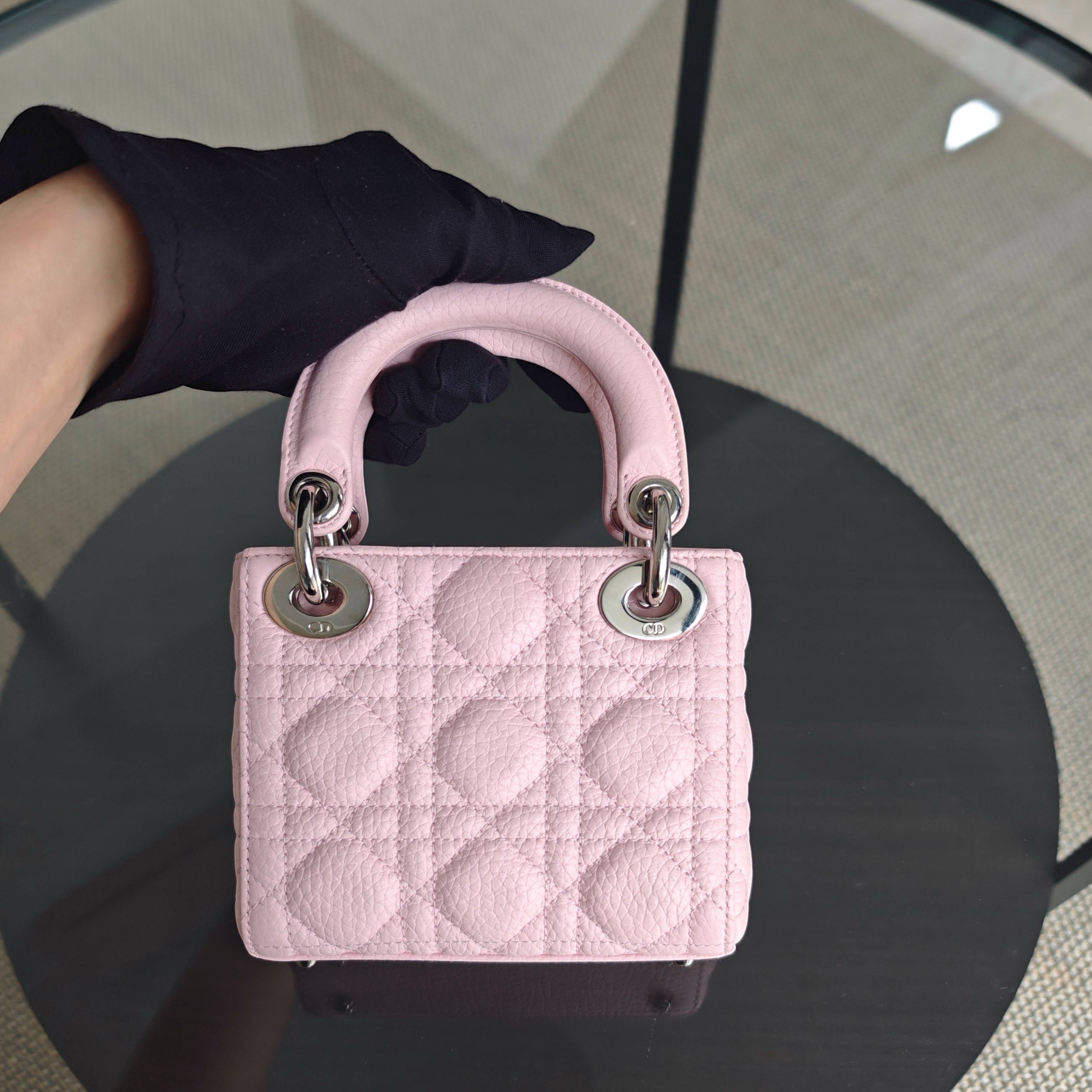 Dior Lady Micro - Cannage Caviar Light Pink Pink Hardware Adjustable Strap