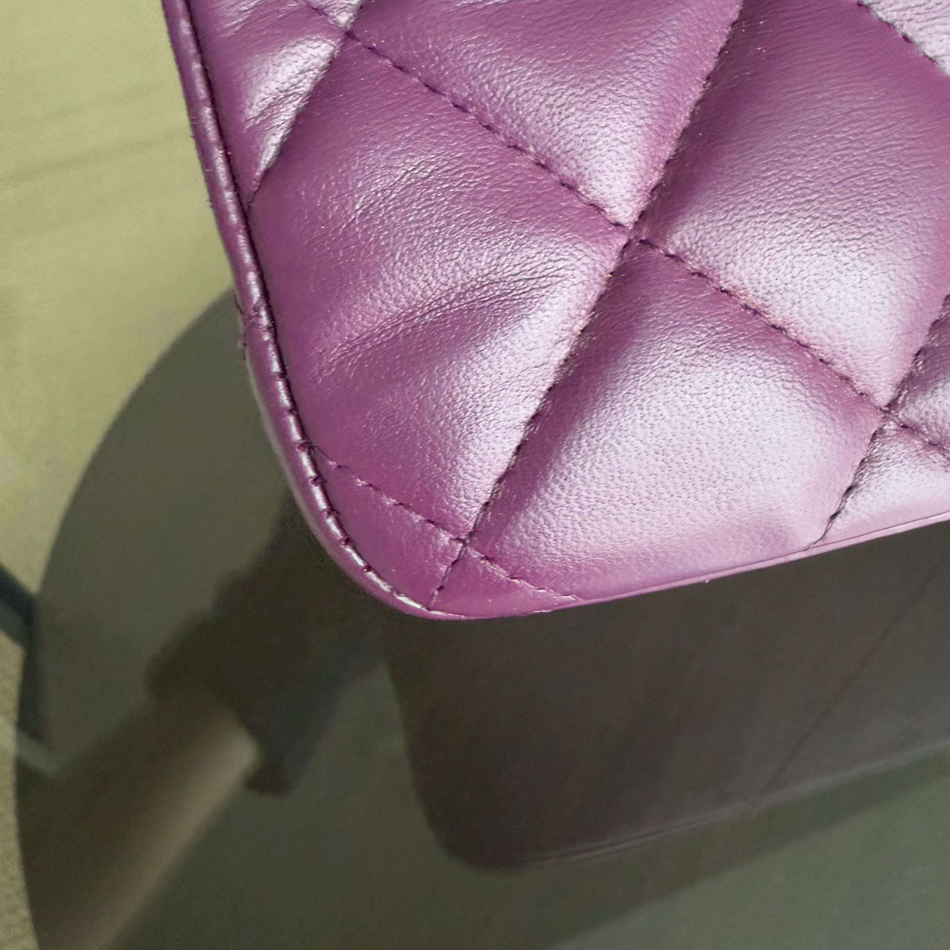 Chanel Classic Flap Jumbo - 30CM Quilted Lambskin Single Flap Purple Violet Series 10