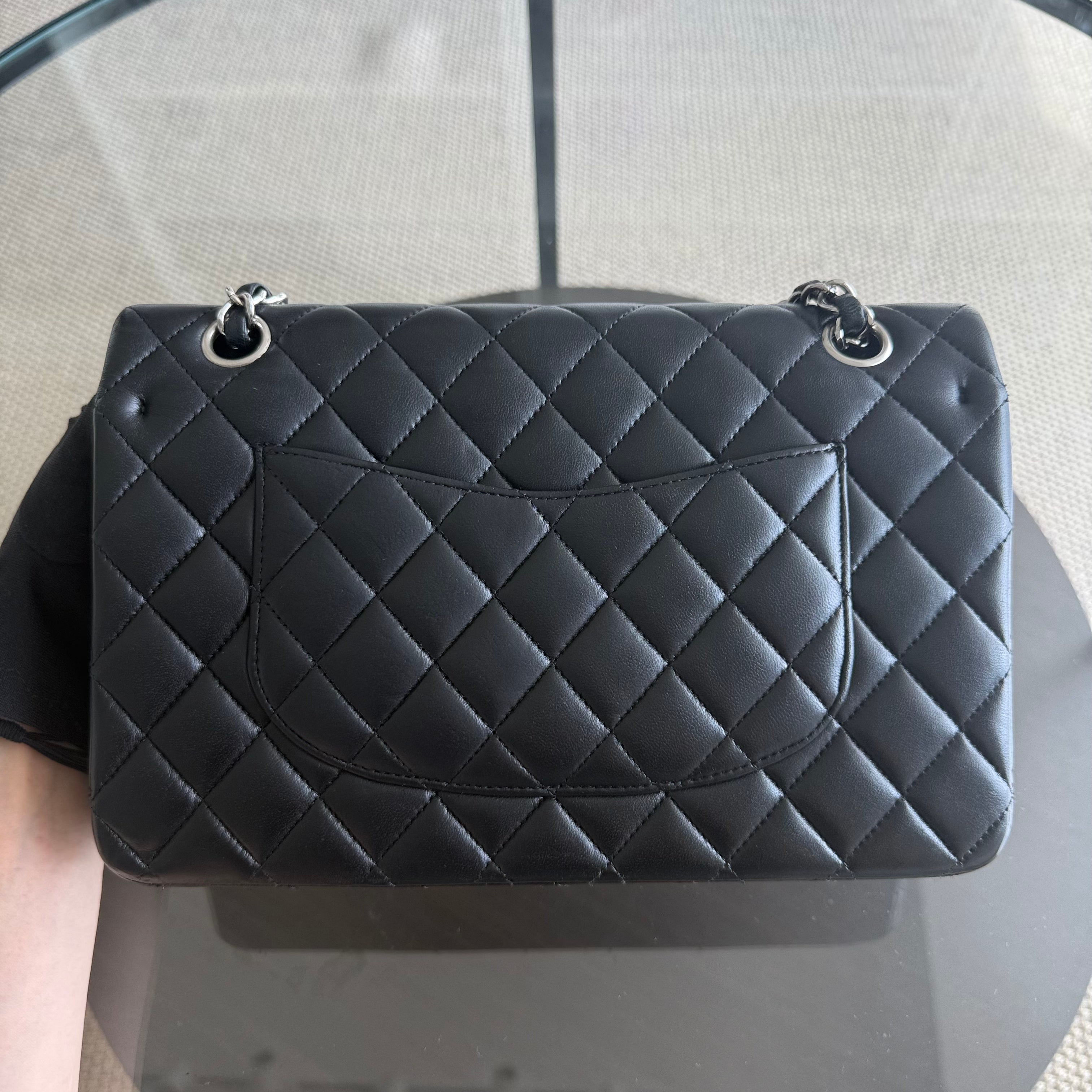 Chanel Classic Flap Medium - 25CM Quilted Lambskin Black Silver Hardware Series 20