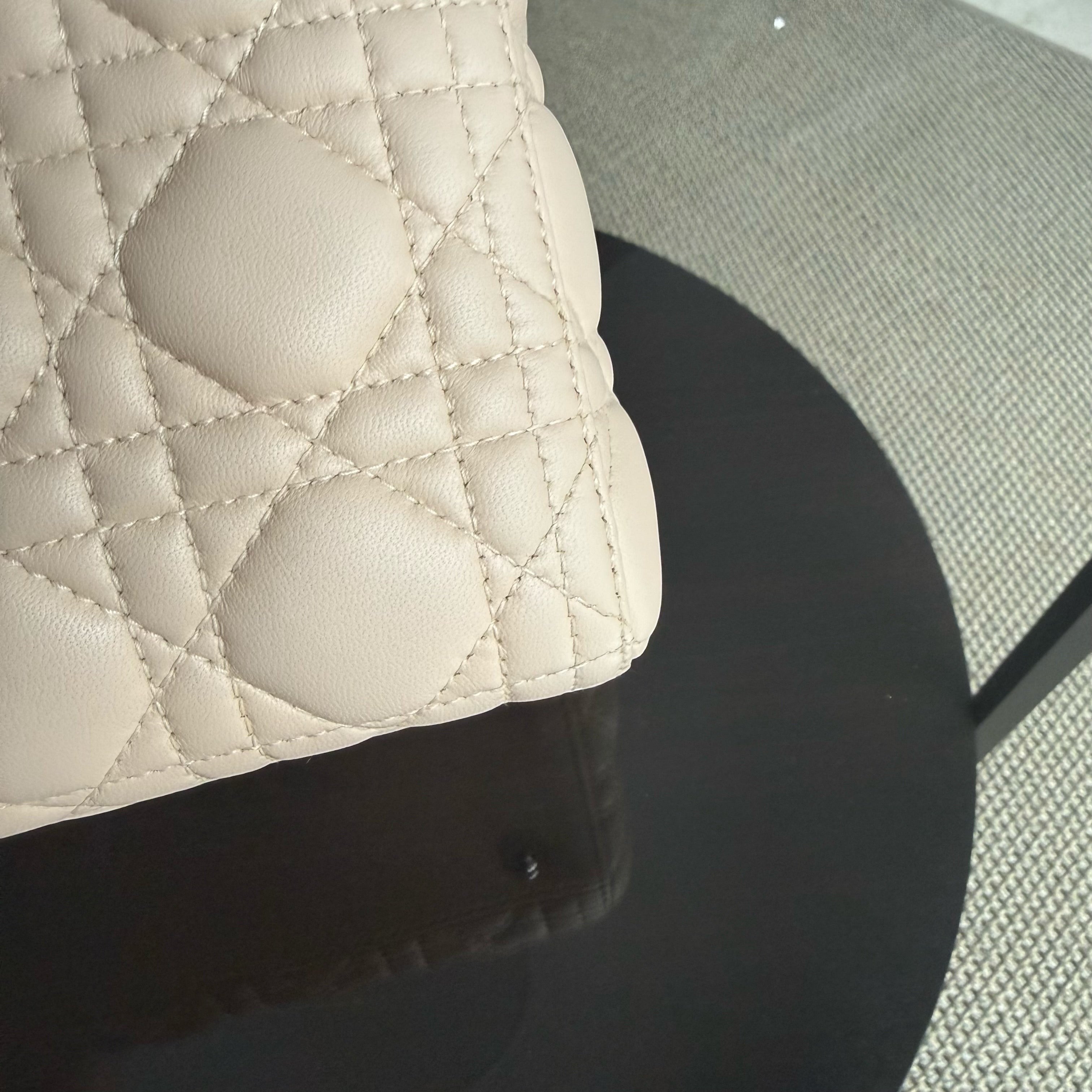 Dior Lady Large - Cannage Lambskin Beige Silver Hardware
