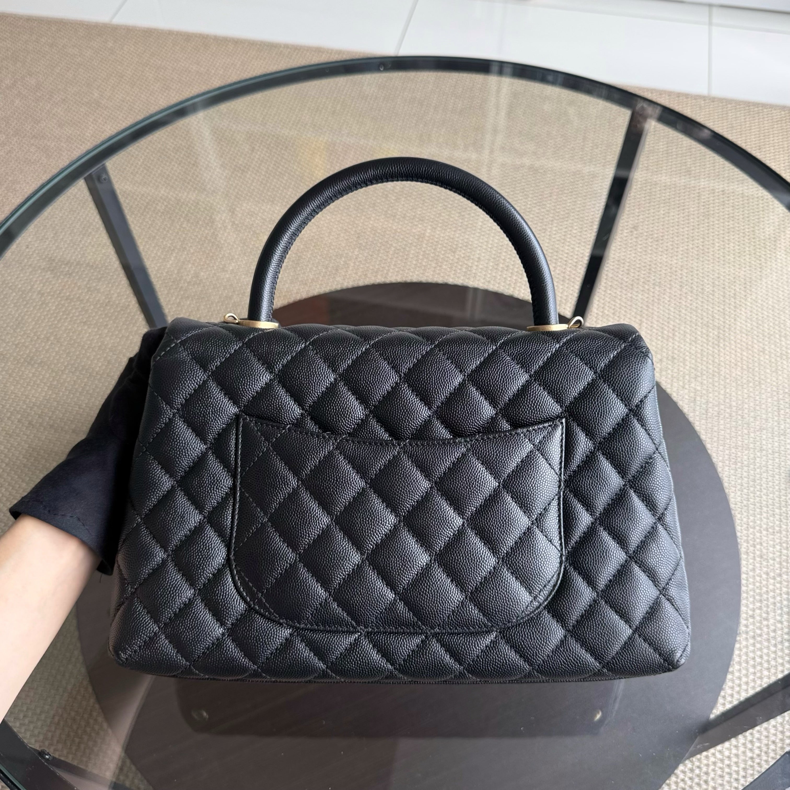 Chanel Coco Handle Medium - Caviar 29CM Quilted Black Gold Hardware Series 25
