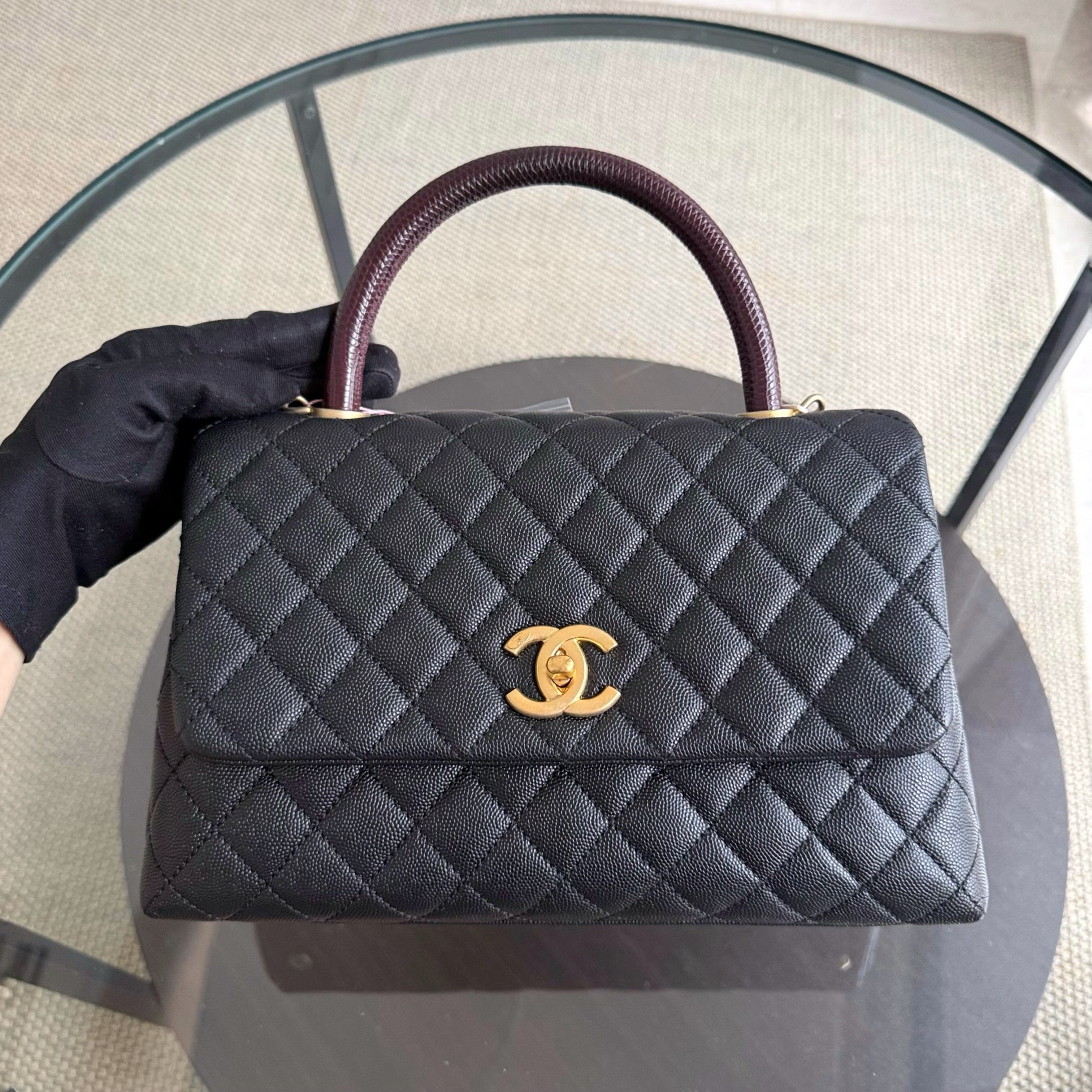 Chanel Coco Handle Medium - Caviar 29CM Quilted Black Gold Hardware Series 27
