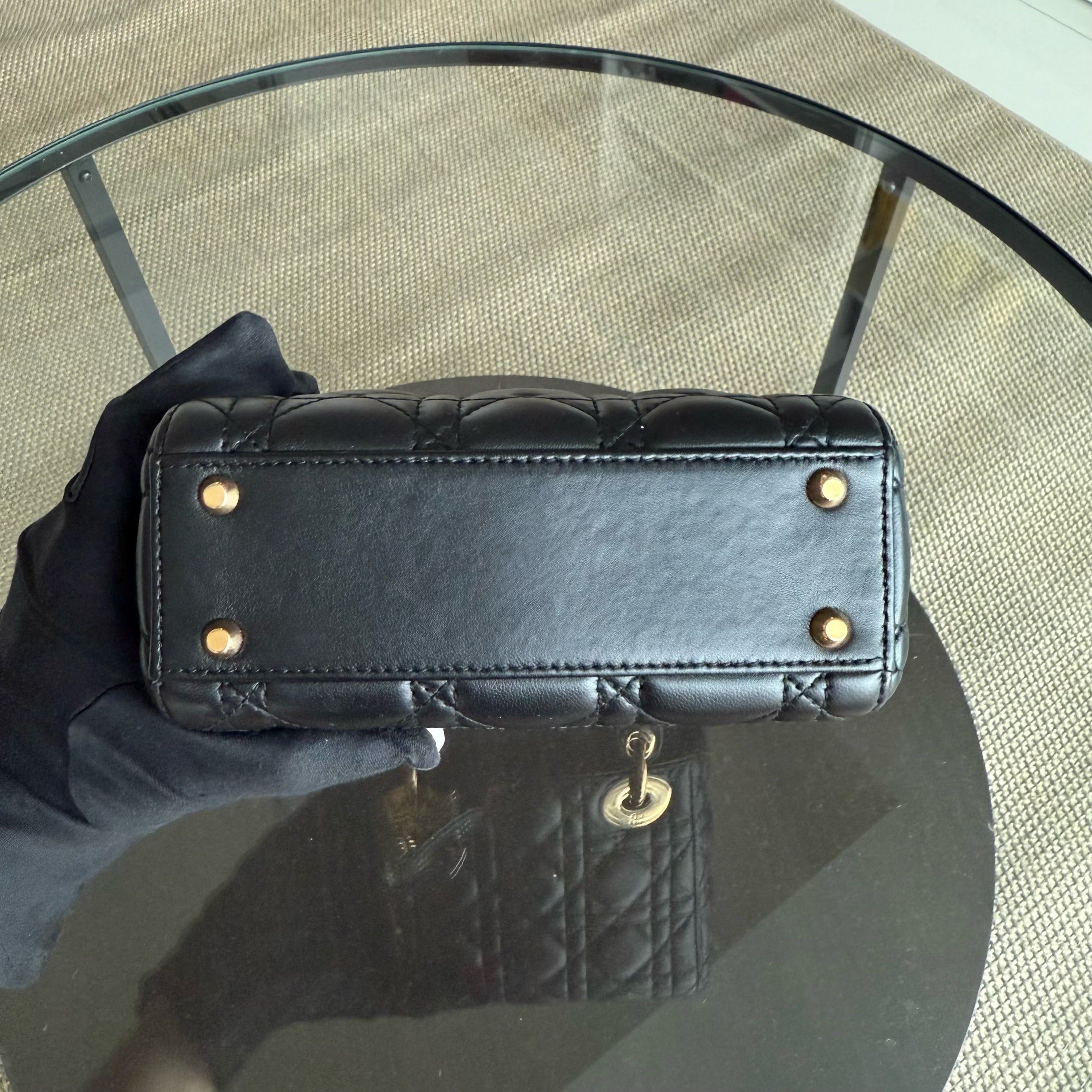 Dior Lady Mini - Cannage Lambskin Black Gold Hardware Adjustable Strap