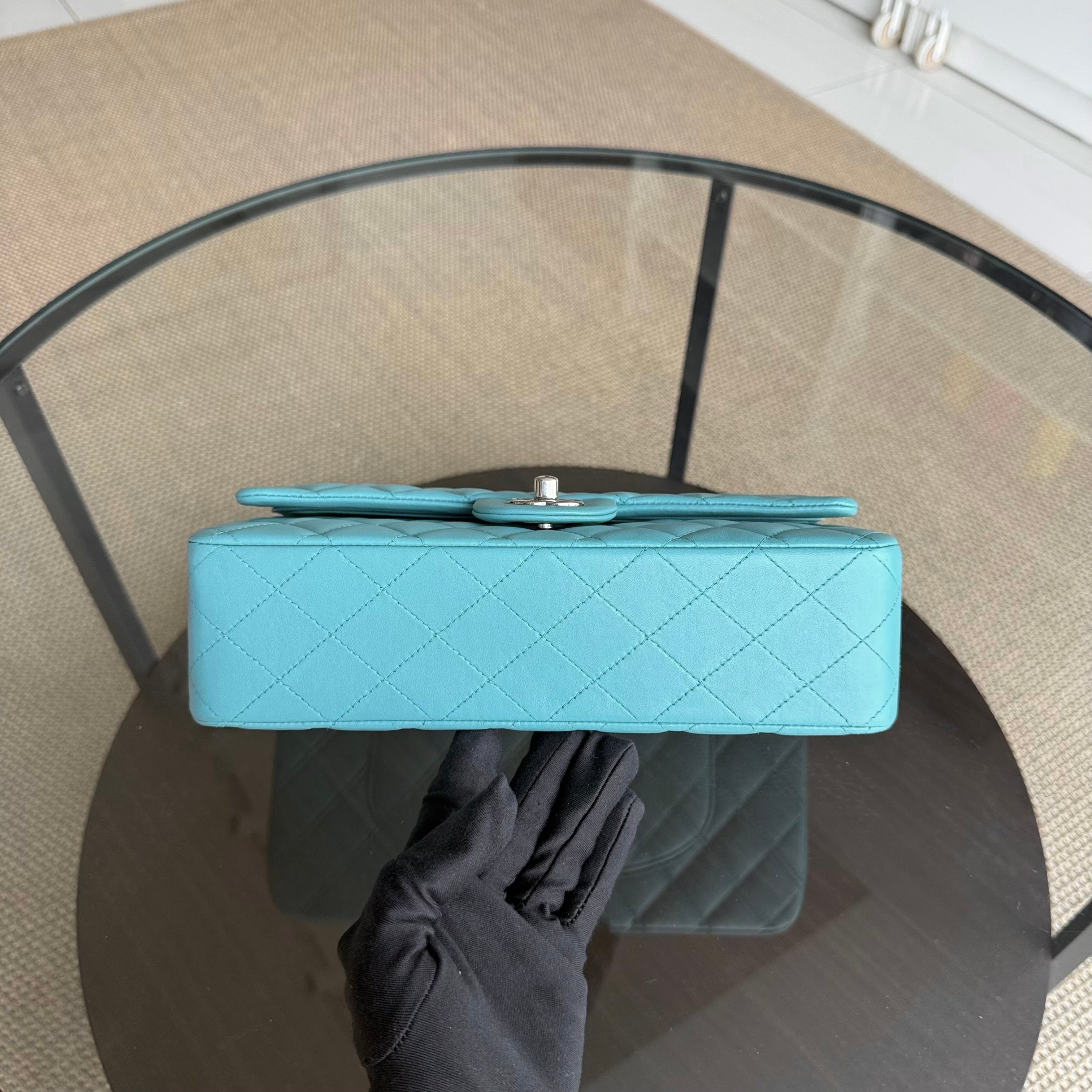 Chanel Classic Flap Medium - 25CM Quilted Lambskin Blue Silver Hardware Series 19