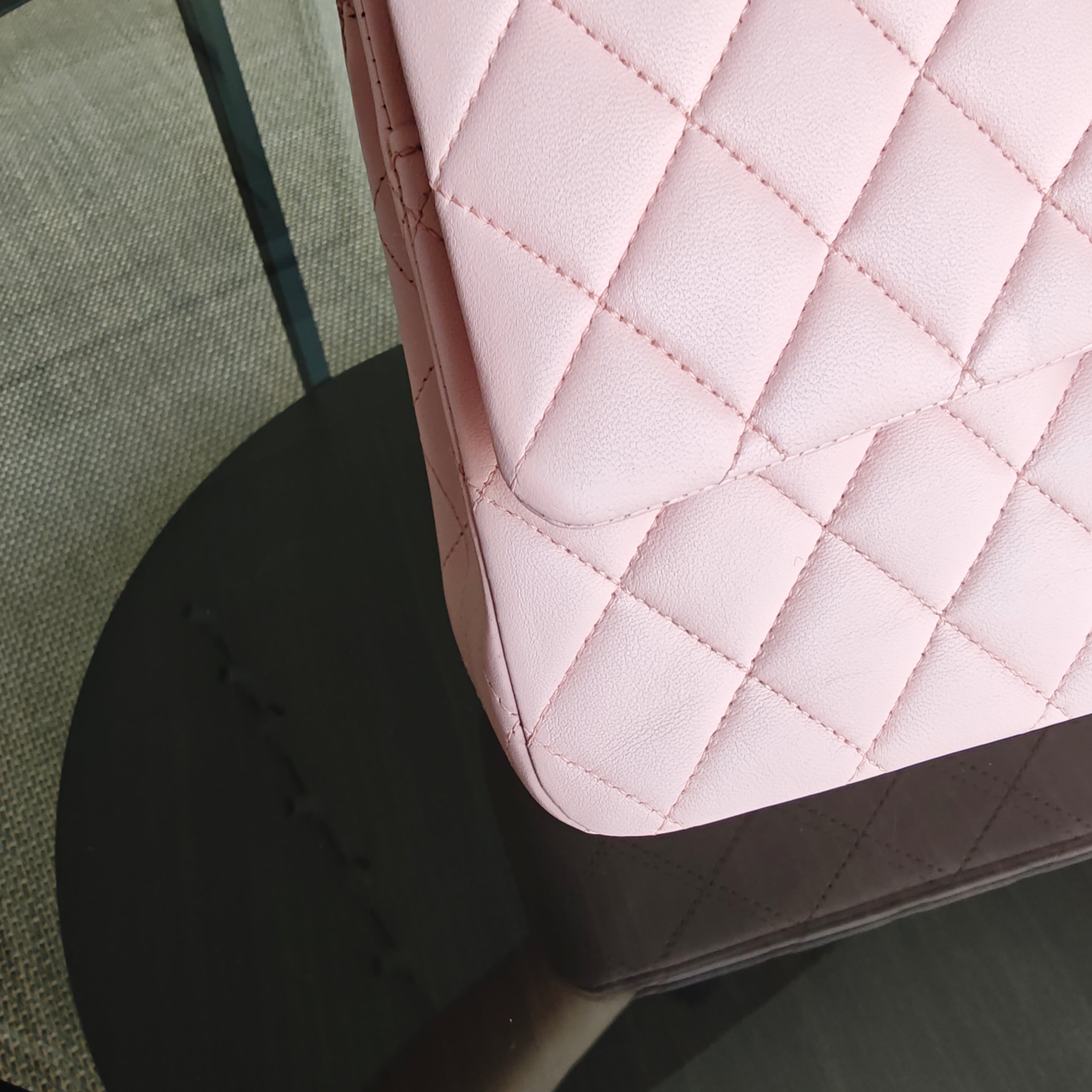 Chanel Classic Flap Medium - 25CM Quilted Lambskin Light Sakura Pink Silver Hardware Series 22