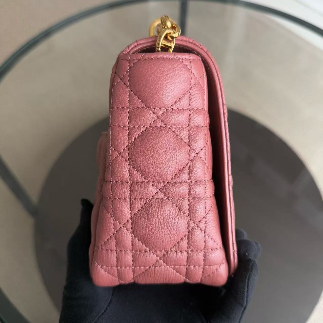 *Unused* Dior Caro - Medium Cannage Calfskin Pink Gold Hardware