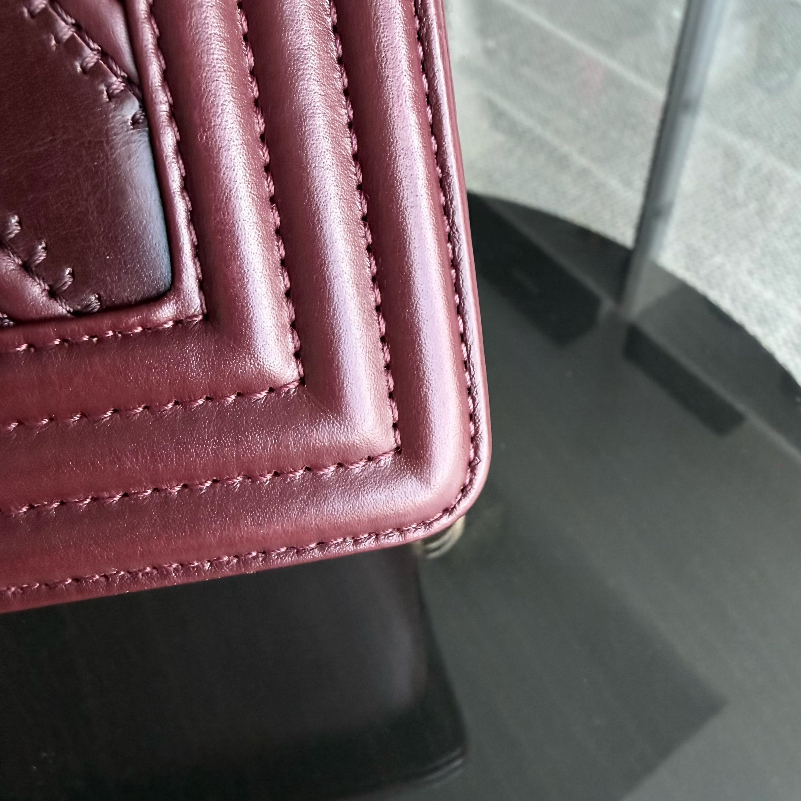 Boy Small 20CM Chevron Tri-skin Calfskin Burgundy GHW No 22