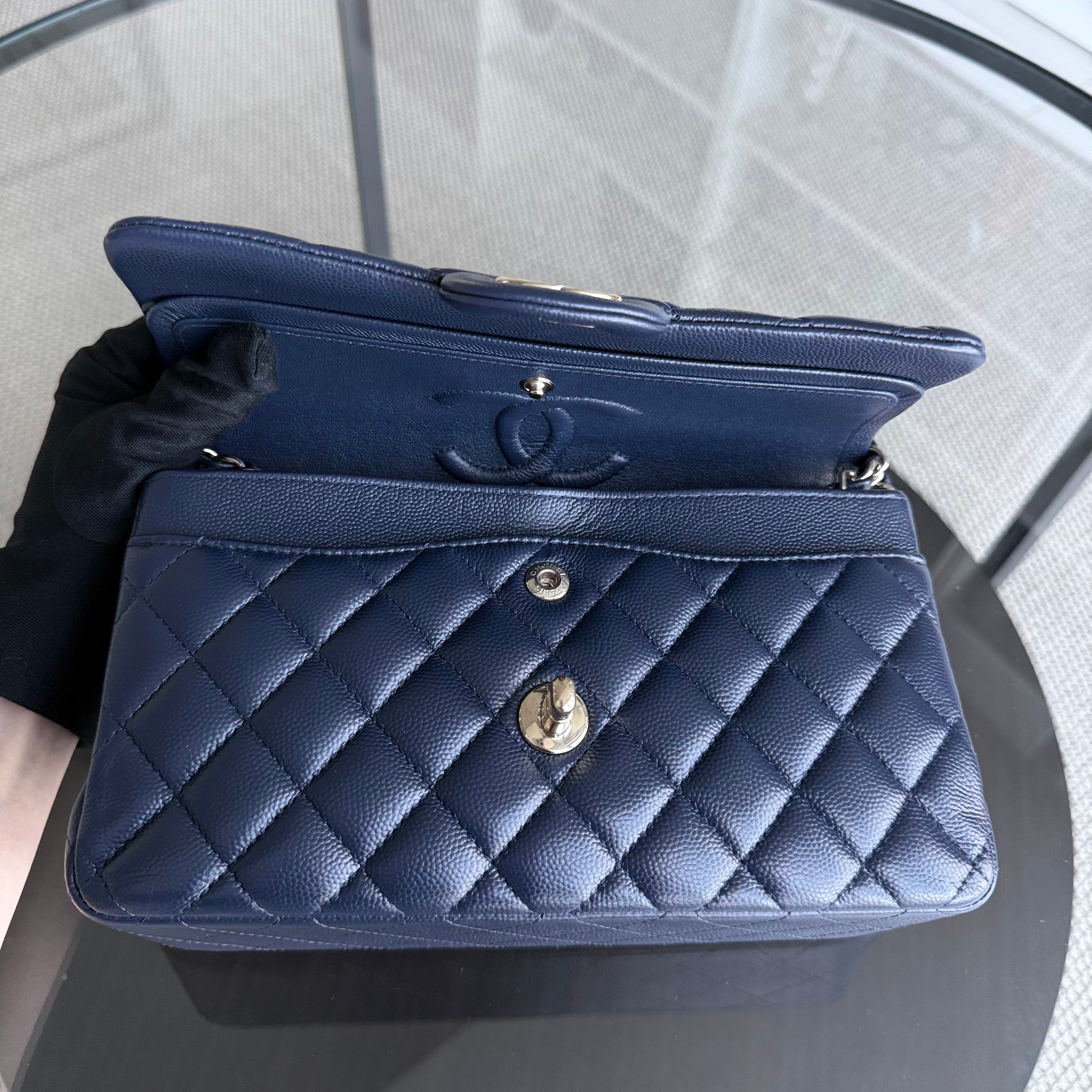 Chanel Classic Flap Small - Caviar 23CM Quilted Dark Navy Blue Gold Hardware Series 29