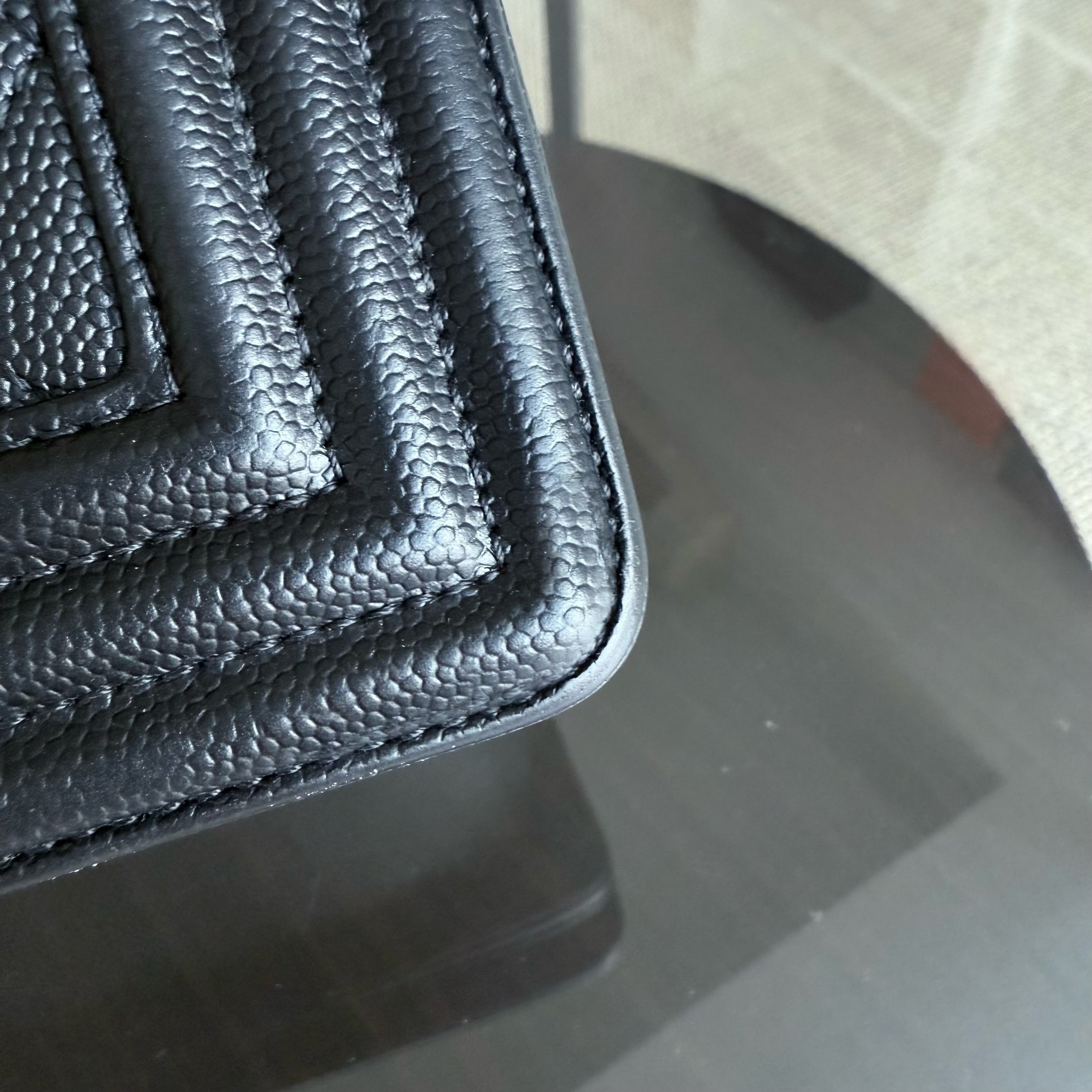 Chanel Boy Medium - Caviar 25CM Quilted Grained Calfskin Black Gold Hardware Series 29