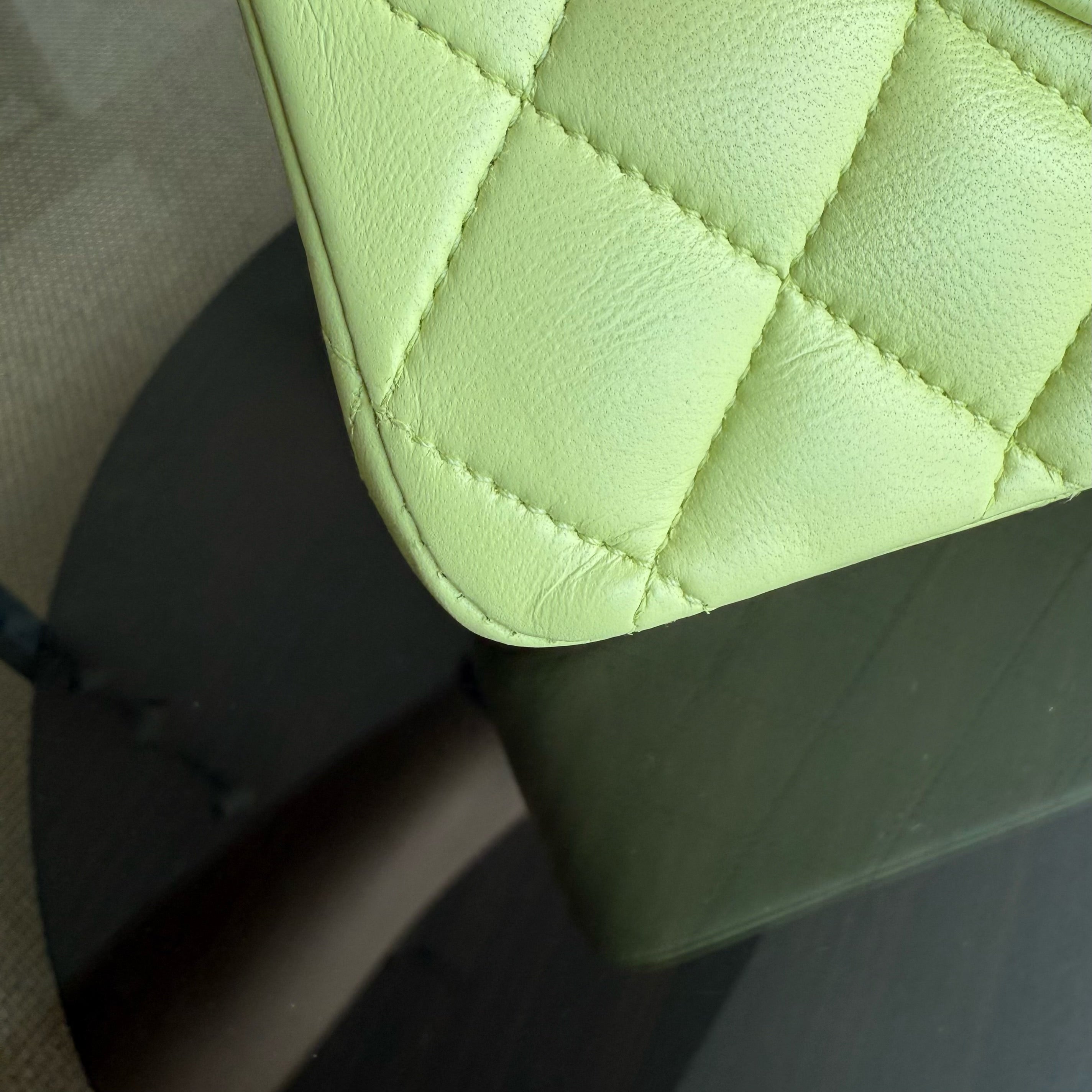 Chanel Classic Flap Medium - 25CM Quilted Lambskin Lime Silver Hardware Series 14