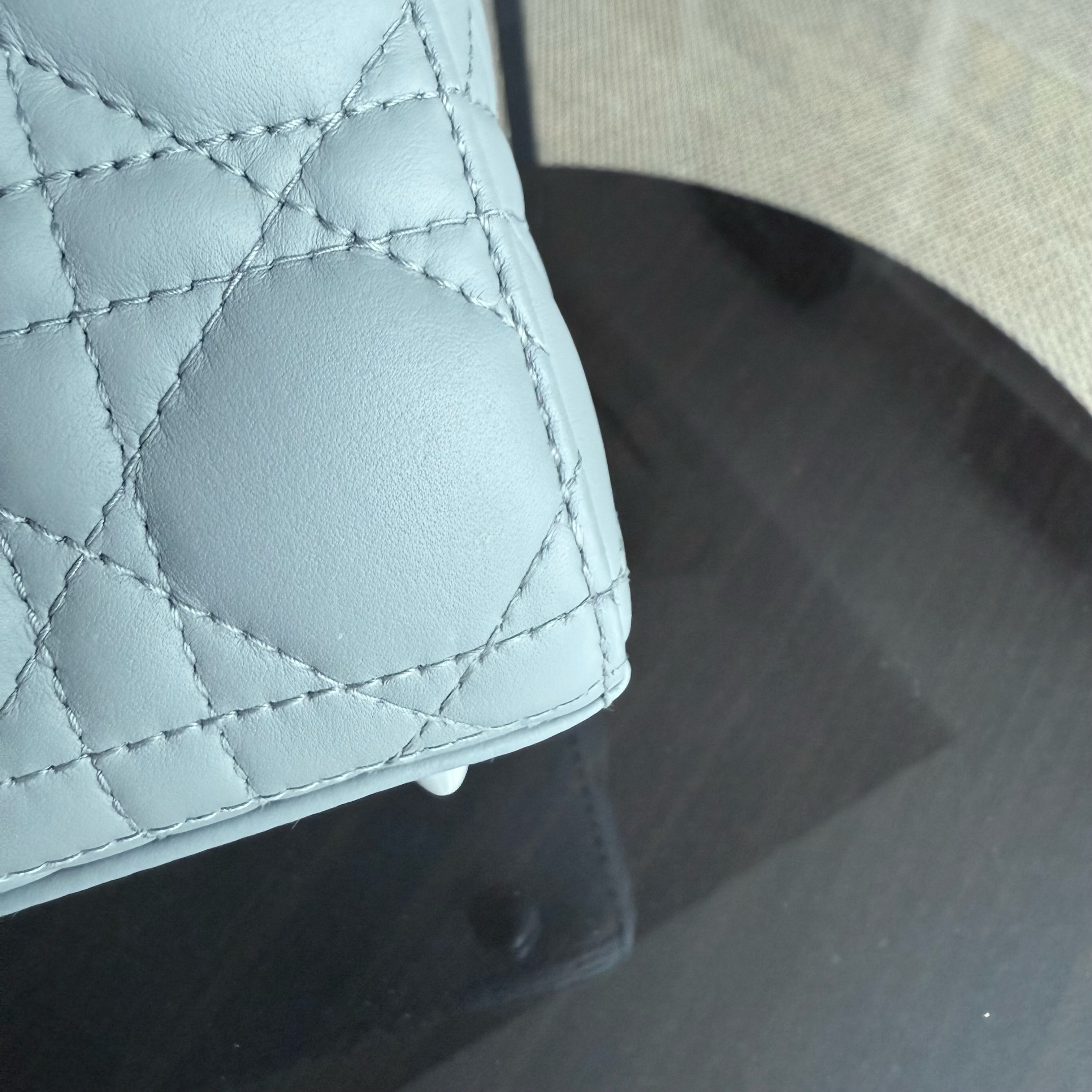 Dior Lady Small ABC - All Gray Grey Cannage Calfskin Black Hardware