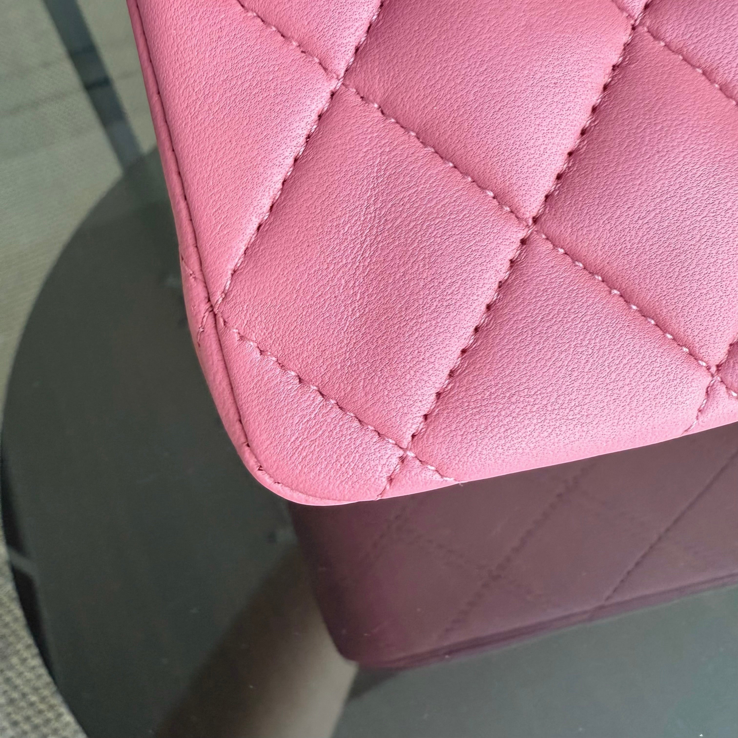 Chanel Classic Flap Medium - 25CM Quilted Lambskin Light Pink Silver Hardware Series 18