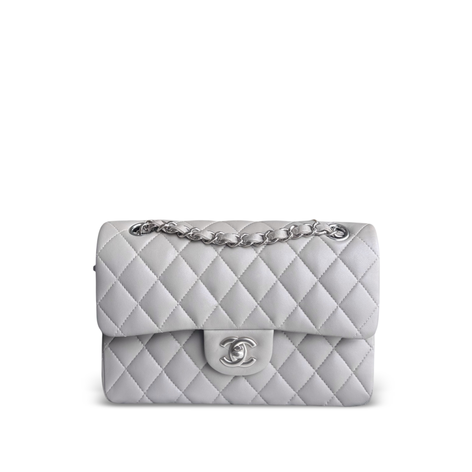 Chanel Classic Flap Small - Lambskin 23CM Quilted Grey Gray Silver Hardware Series 28